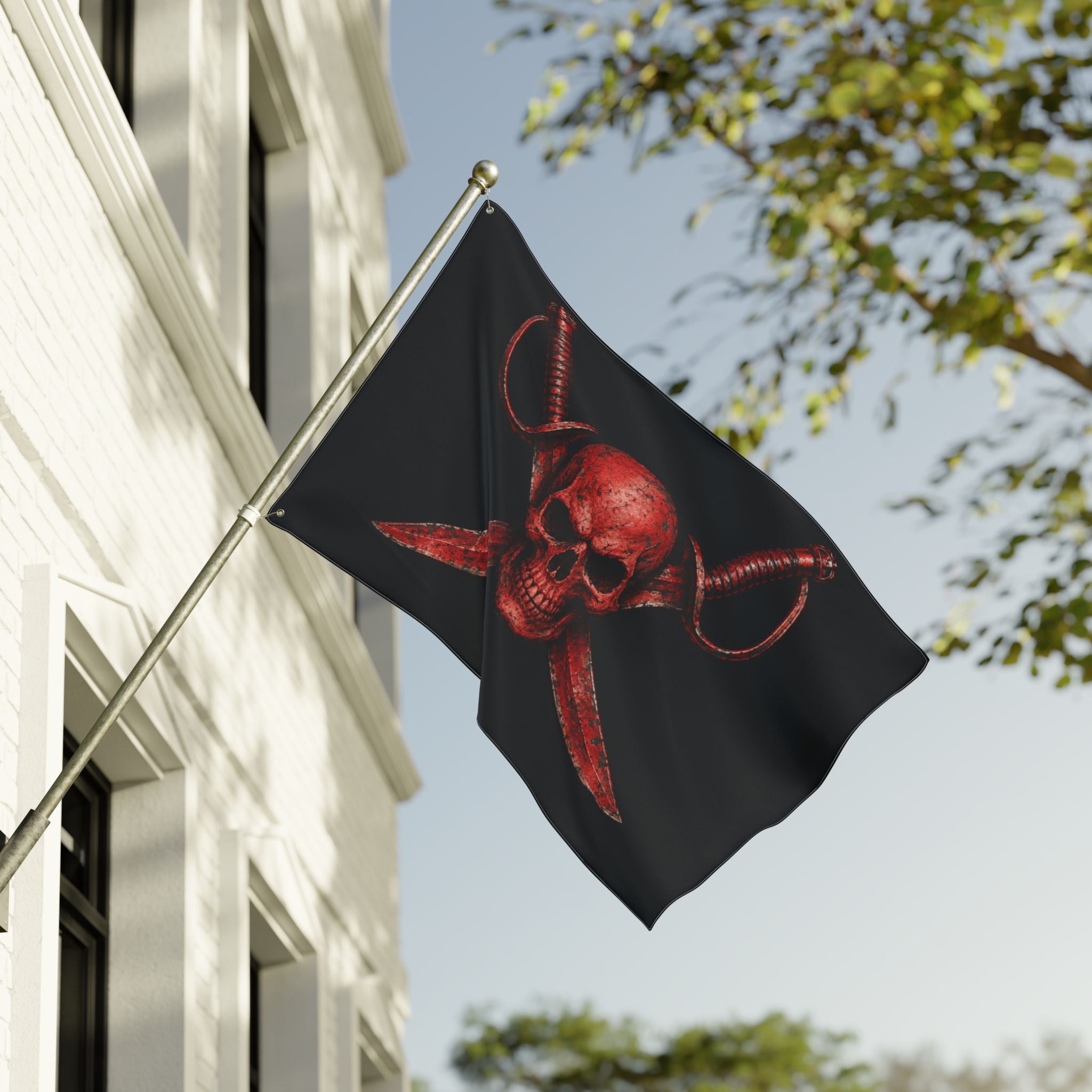Blood Red Jolly Rogers- Double-Sided Pirate Emblem Banner