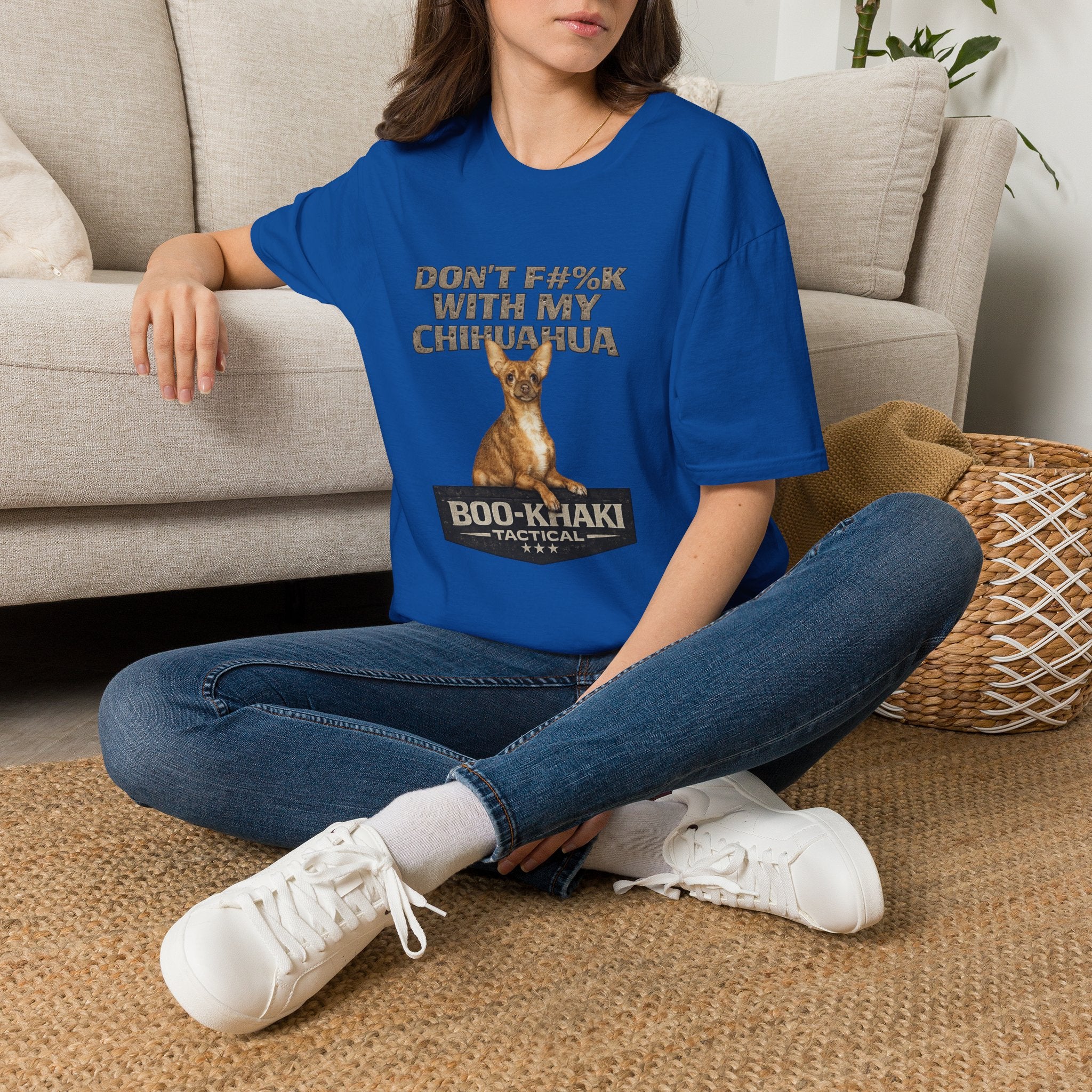 Don't F#%K with my Chihuahua T-Shirt - Boo-Khaki Tactical Graphic Tee - Royal / S | Ironsight Syndicate