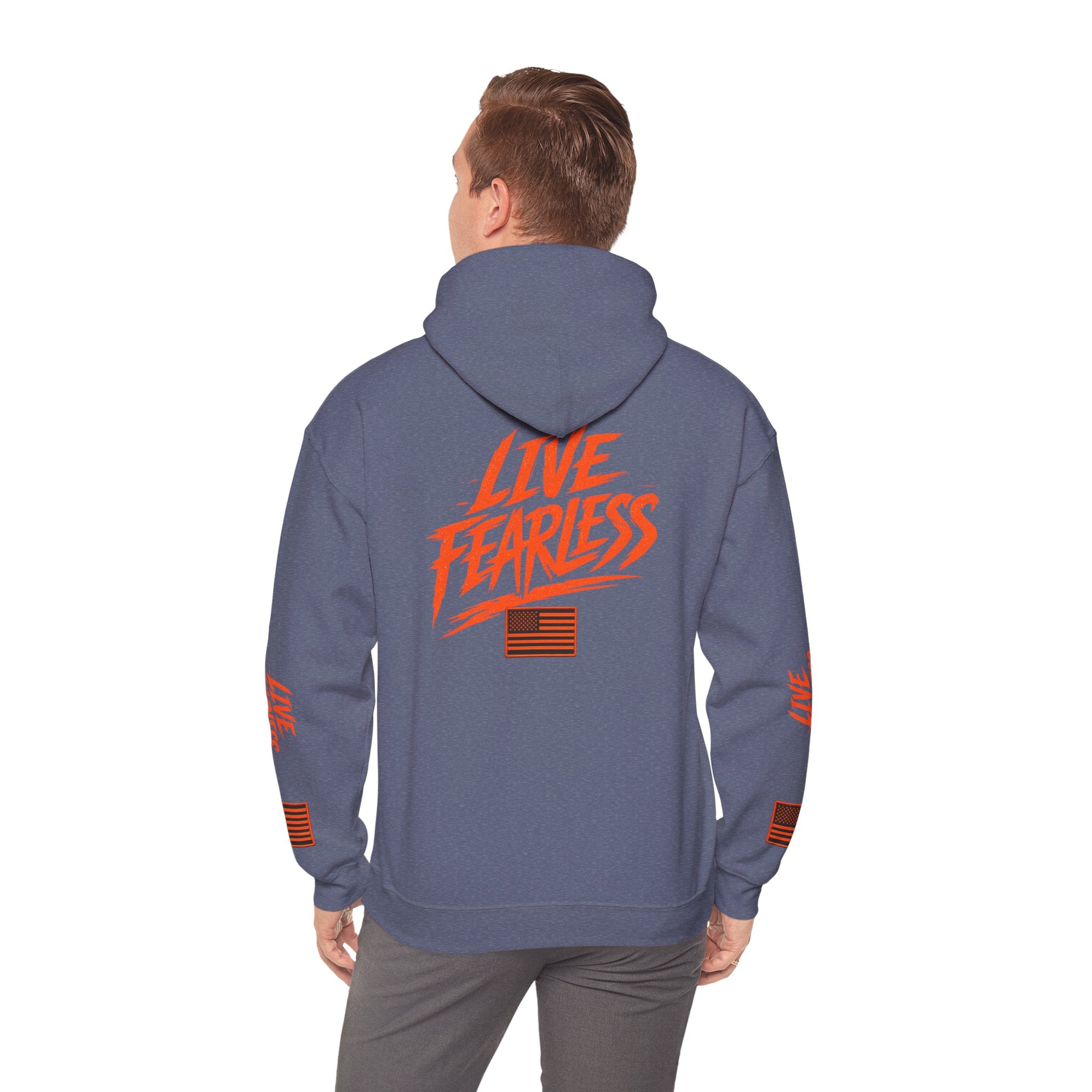 Live Fearless Hoodie (Orange)| Premium Heavy Weight-Military-Inspired Patriotic Hoodie | Ironsight Syndicate