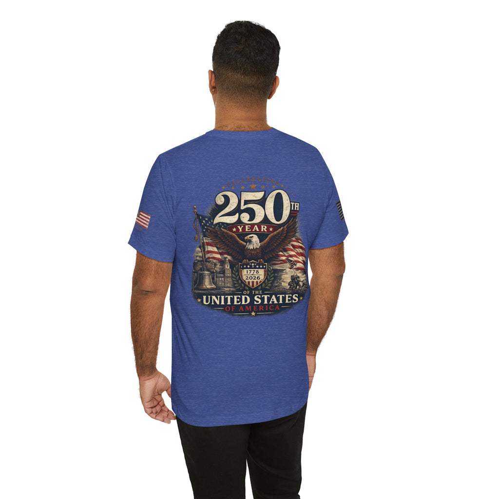 America 250th Anniversary T-Shirt | Patriotic Eagle & American Flag Shirt | 1776-2026 United States Tee front and back