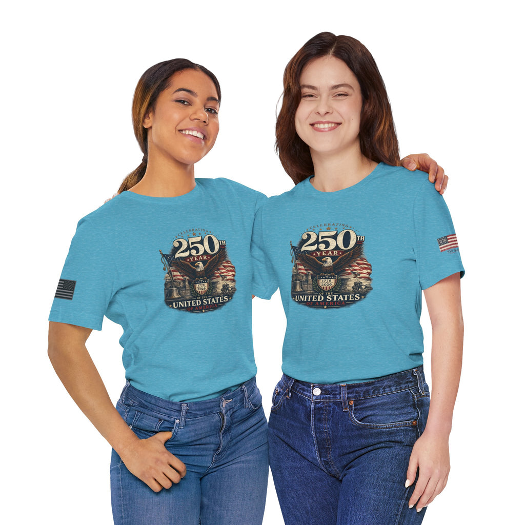 America 250th Anniversary T-Shirt | Patriotic Eagle & American Flag Shirt | 1776-2026 United States Tee front and back
