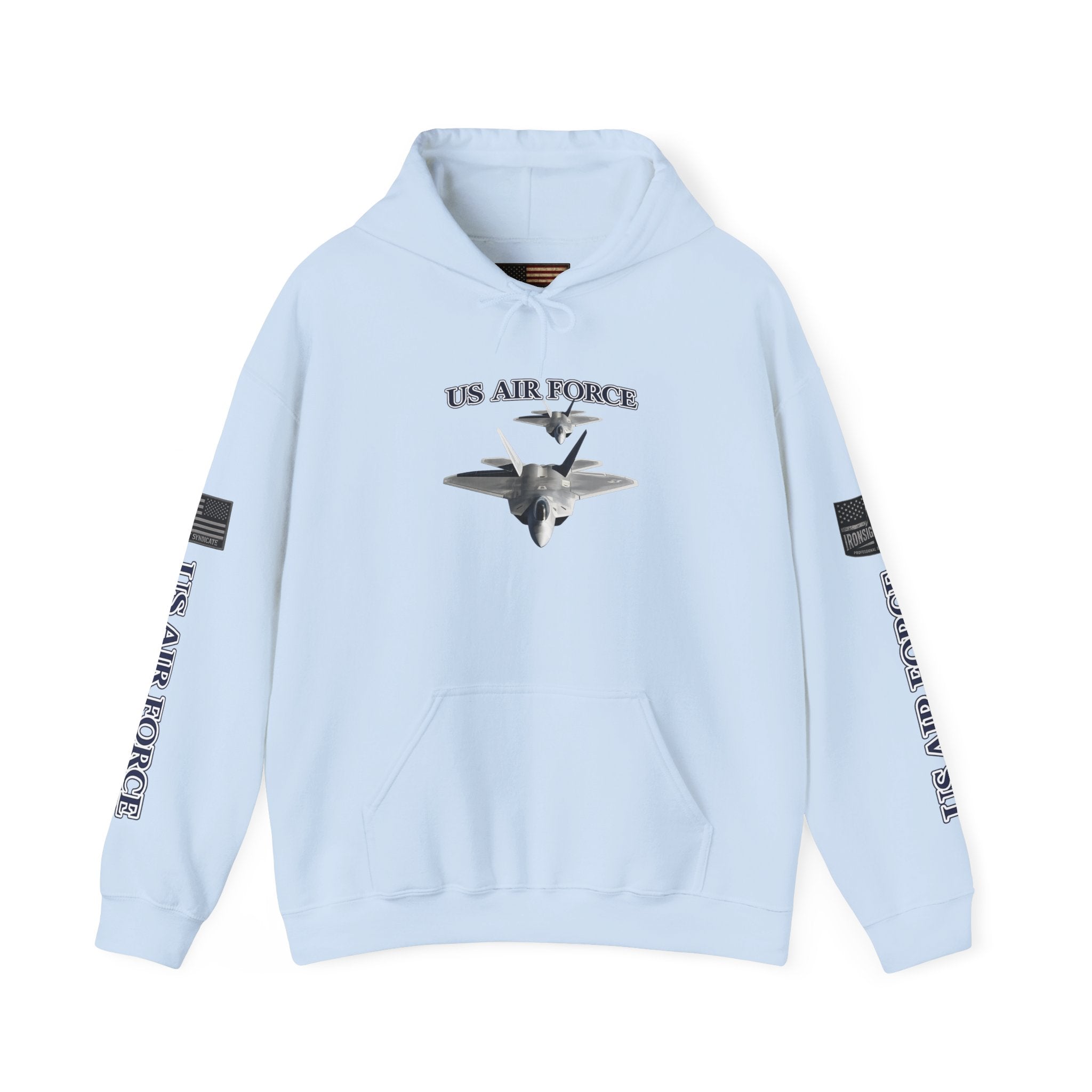 F-22 Raptor USAF Stealth Fighter Hoodie - Air Force Pride Sweatshirt - Light Blue | Ironsight Syndicate