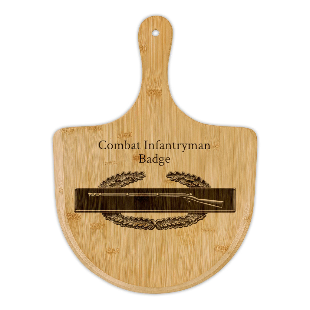 Combat Infantryman Badge Engraved Bamboo Pizza Board — Army Veteran Gift — Ironsight Syndicate