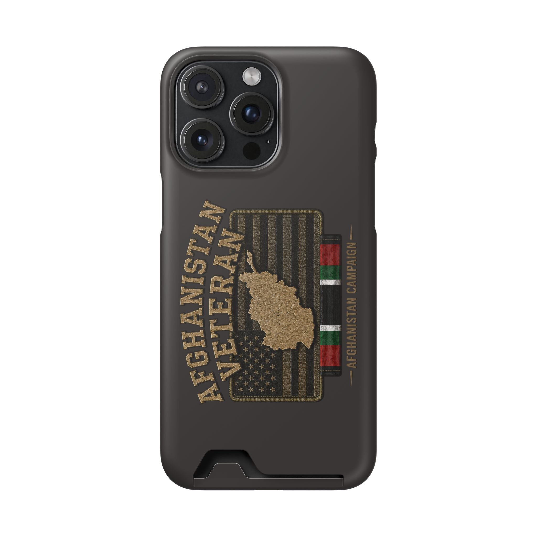 Afghanistan Veteran Phone Case with Card Holder — Military Tribute Wallet Case - iPhone 15 Pro Max (Matte) | Ironsight Syndicate