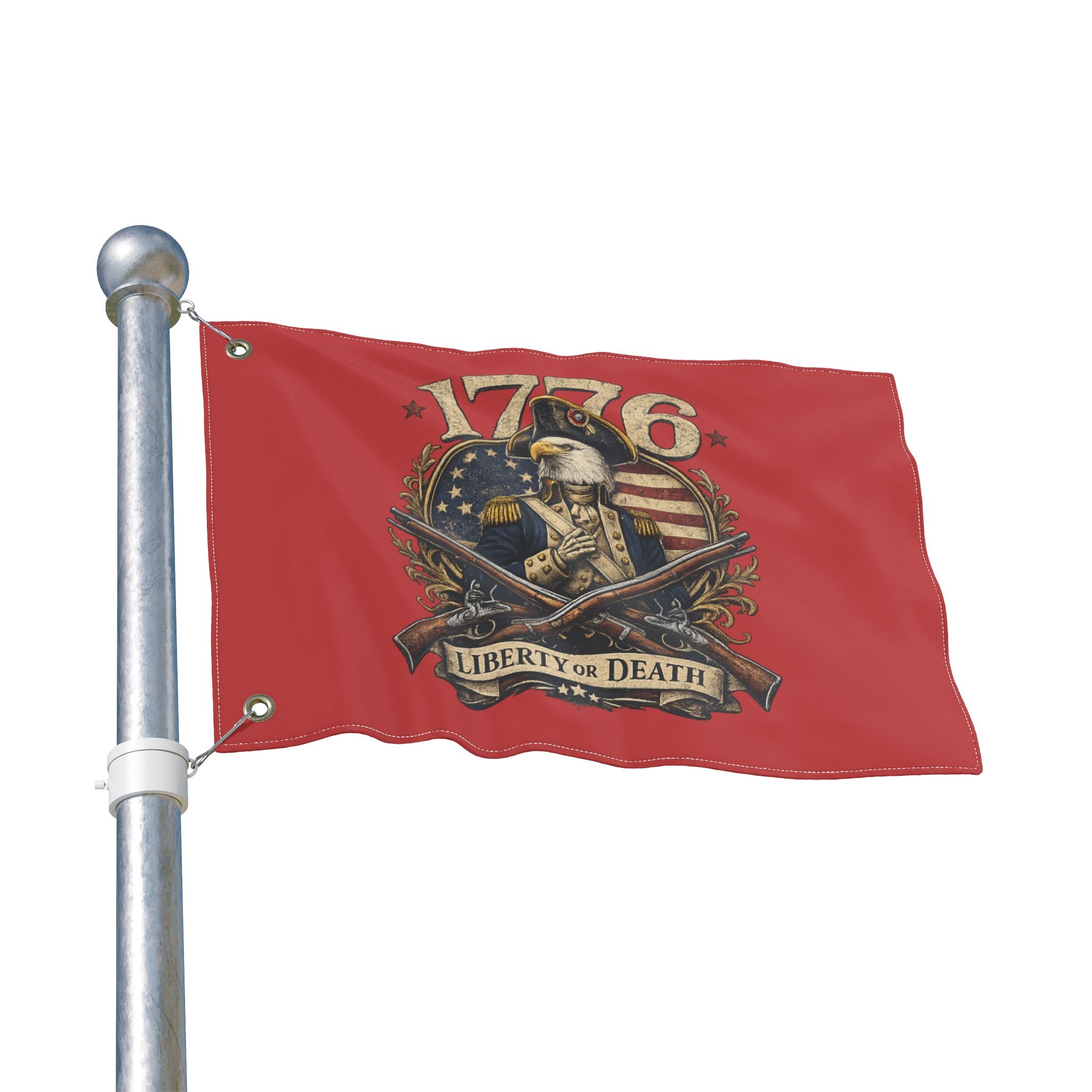 Red 1776 Liberty or Death Bald Eagle American Flag | Patriotic Revolutionary War Banner for Veterans & Patriots