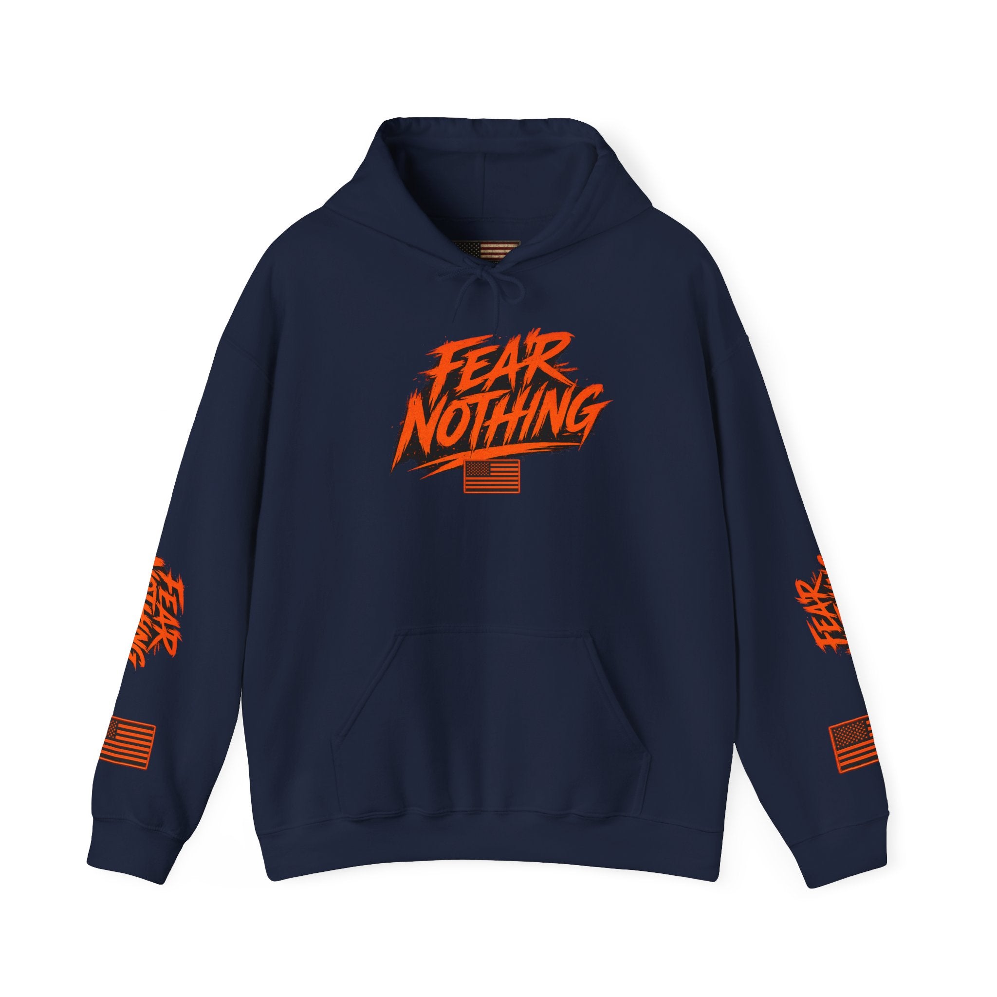 Fear Nothing Hoodie (Orange) | Premium Military-Inspired Patriotic Hoodie - Navy | Ironsight Syndicate