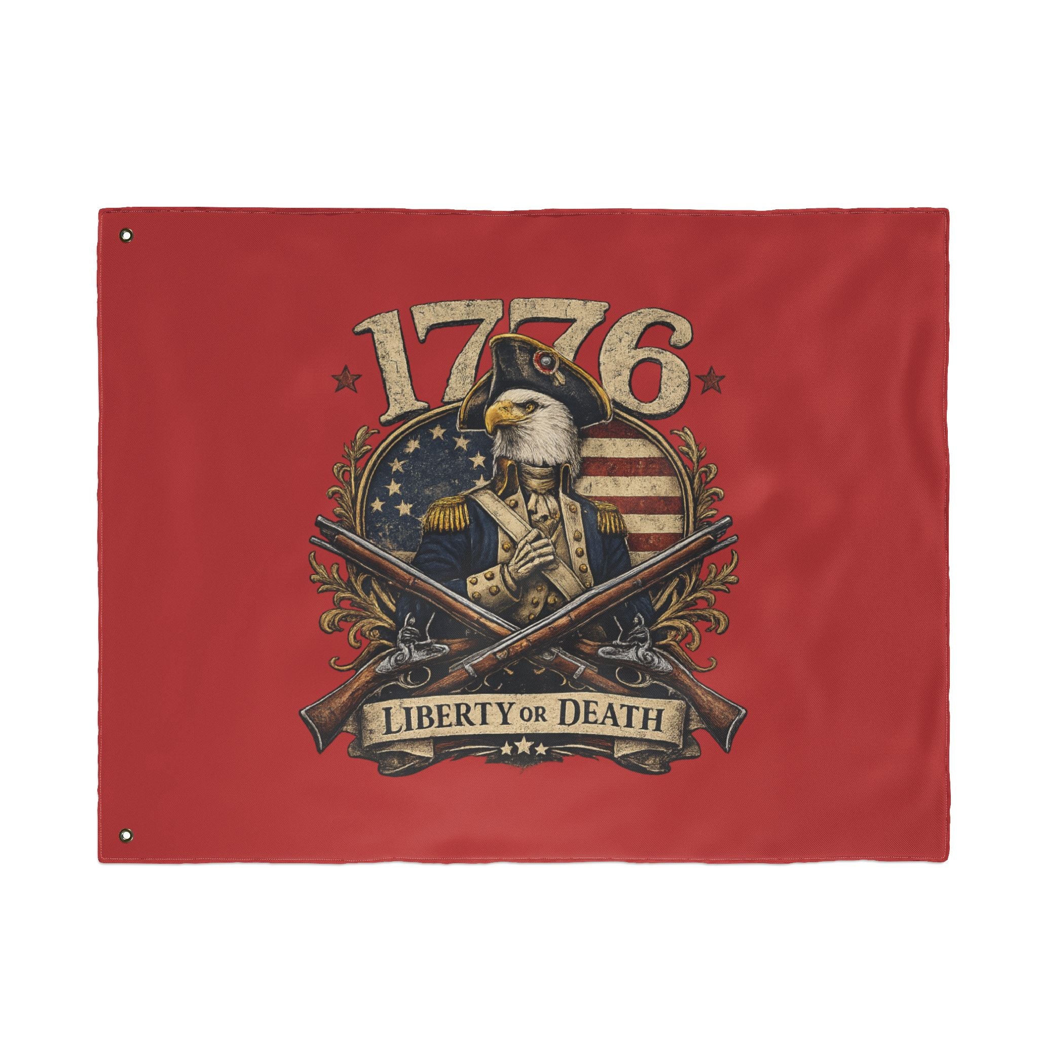 Red 1776 Liberty or Death Bald Eagle American Flag | Patriotic Revolutionary War Banner for Veterans & Patriots