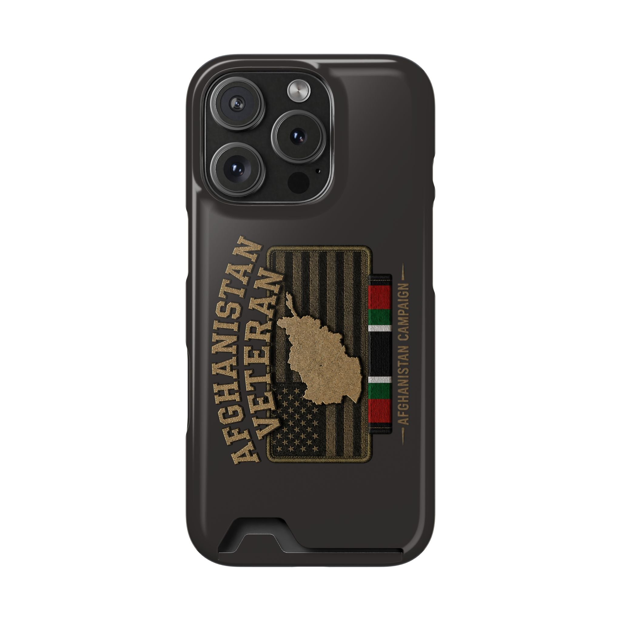 Afghanistan Veteran Phone Case with Card Holder — Military Tribute Wallet Case - iPhone 16 Pro (Glossy) | Ironsight Syndicate