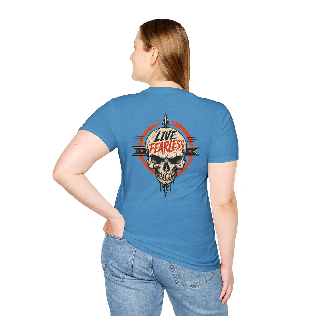 Live Fearless Skull Military T-Shirt (Front and Back) | Ironsight Syndicate