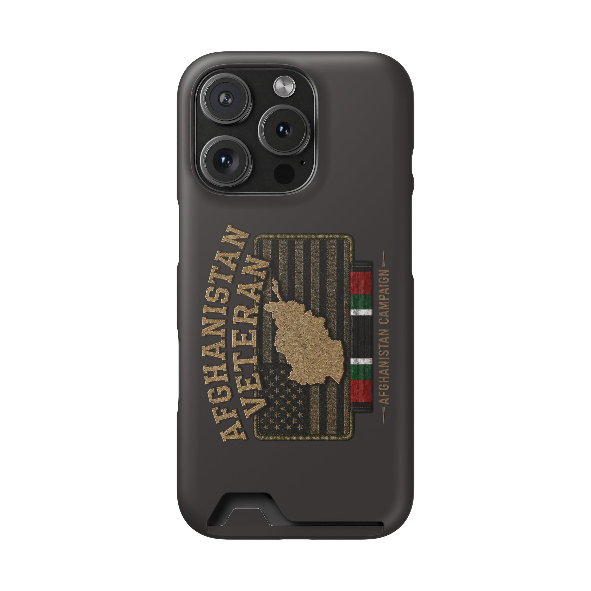 Afghanistan Veteran Phone Case with Card Holder — Military Tribute Wallet Case - iPhone 16 Pro (Matte) | Ironsight Syndicate
