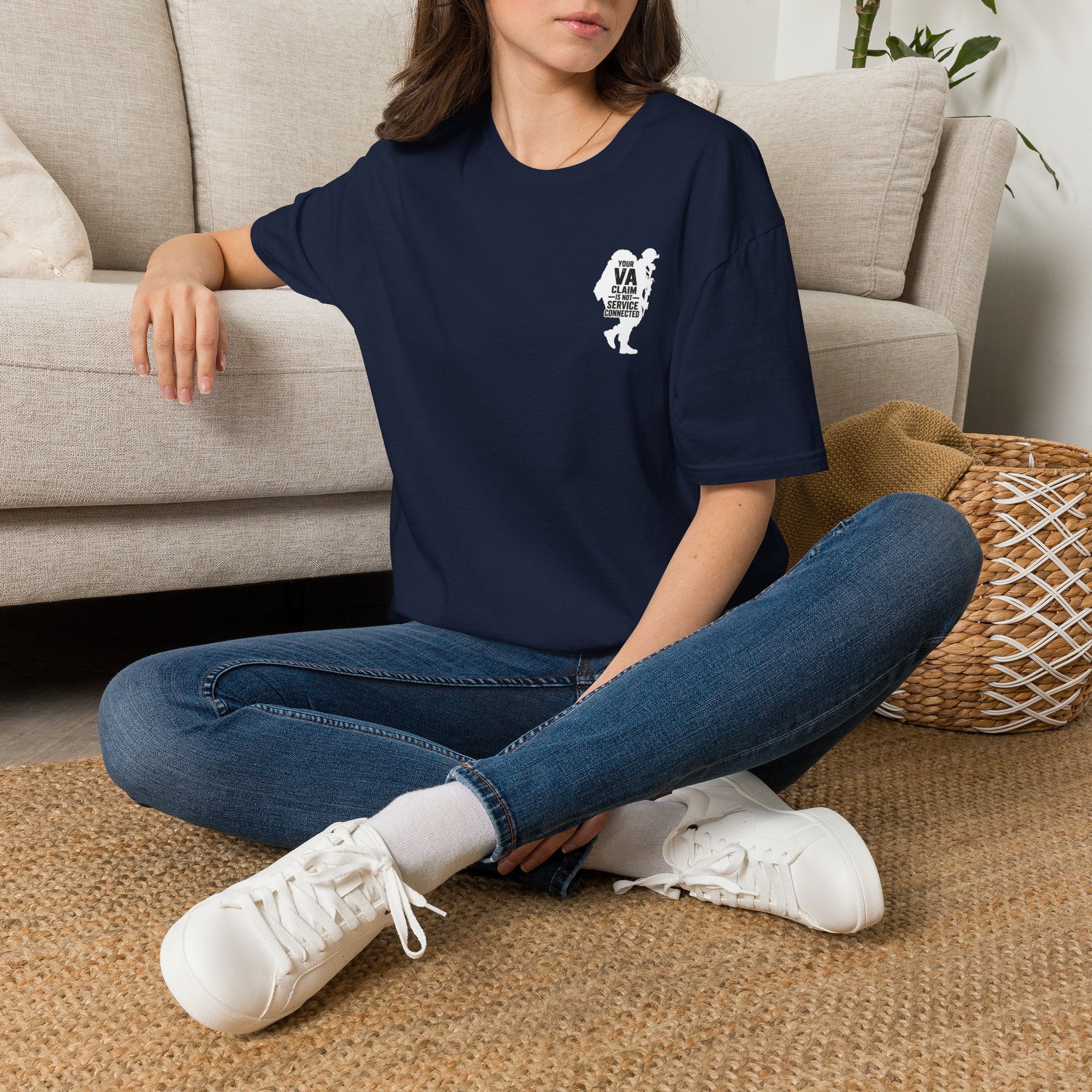 DD-214 service connected T-Shirt (White Graphic) - Navy | Ironsight Syndicate
