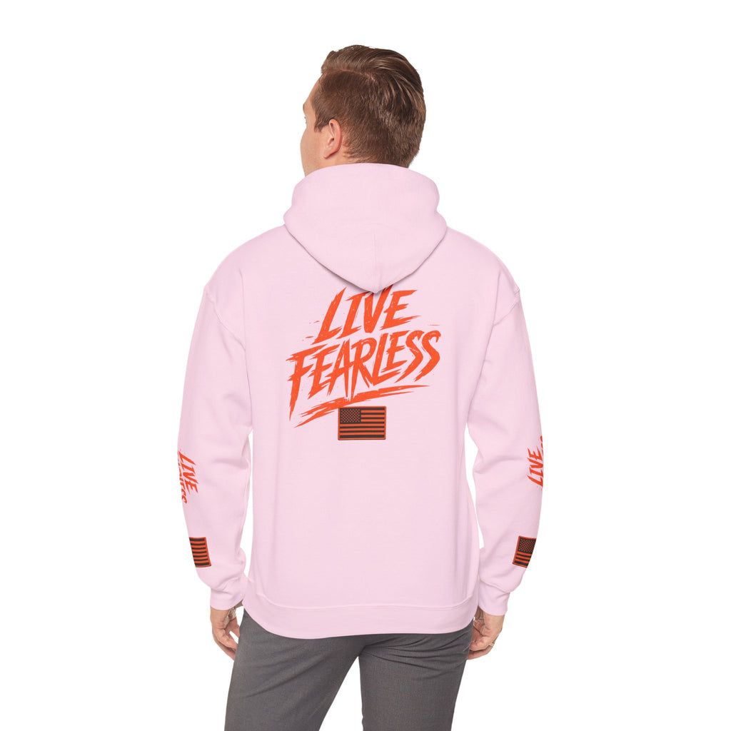 Live Fearless Hoodie (Orange)| Premium Heavy Weight-Military-Inspired Patriotic Hoodie | Ironsight Syndicate