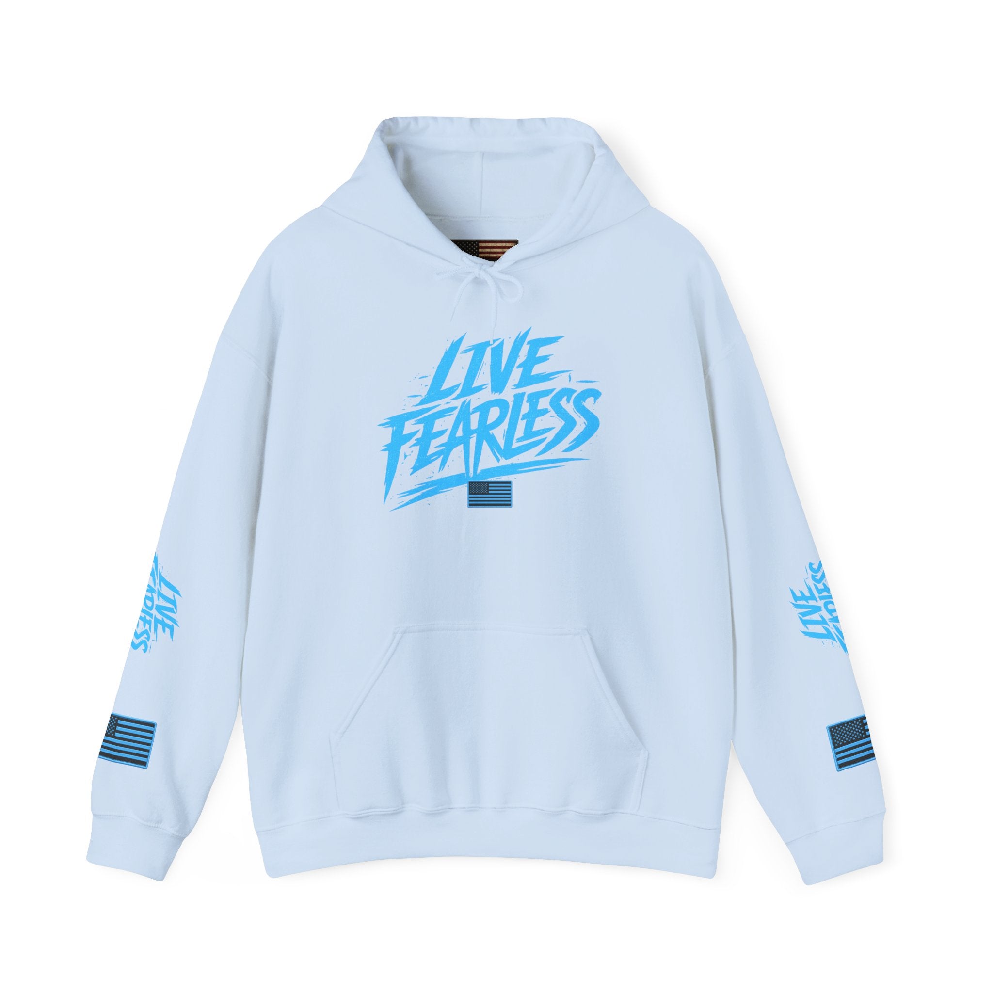 Live Fearless Hoodie | Premium Heavy Weight-Military-Inspired Patriotic Hoodie - Light Blue | Ironsight Syndicate