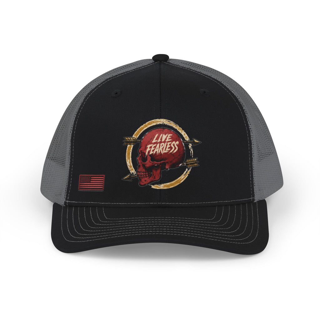 Live Fearless Red Skull Trucker Hat