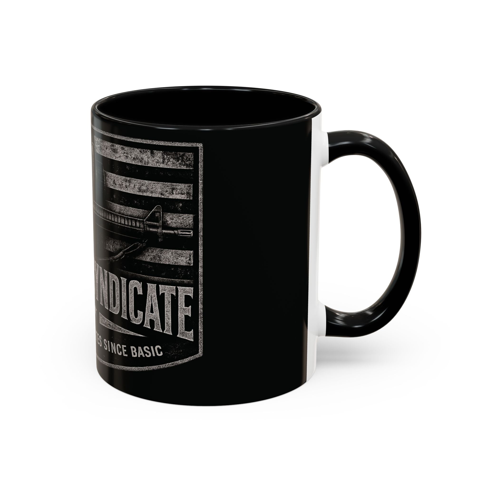Tactical Coffee Mug — 'Ironsight Syndicate' Black Accent Military Flag Design (11/15oz)