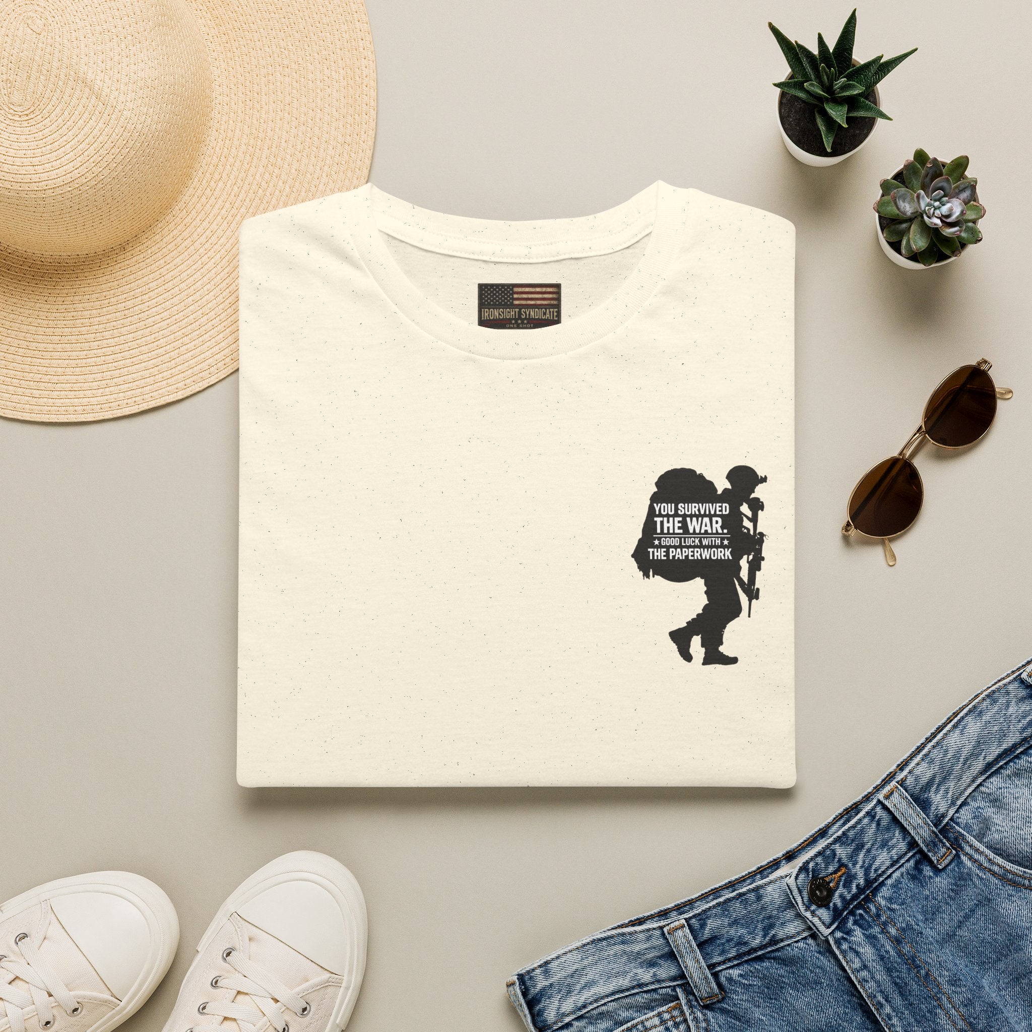 VA Knee Injury Claim Is Denied T-Shirt (Black Graphic) | Ironsight Syndicate