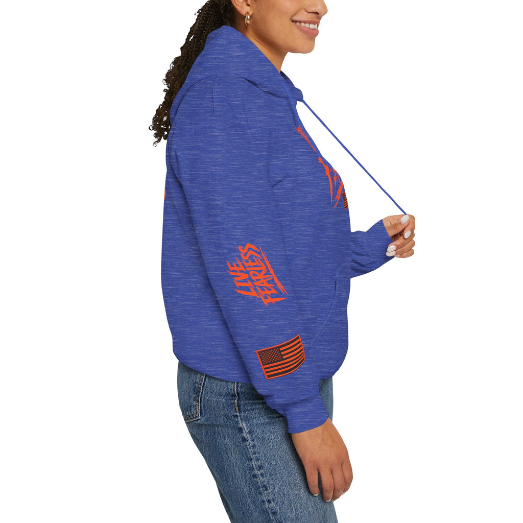 Live Fearless Hoodie (Orange)| Premium Heavy Weight-Military-Inspired Patriotic Hoodie | Ironsight Syndicate