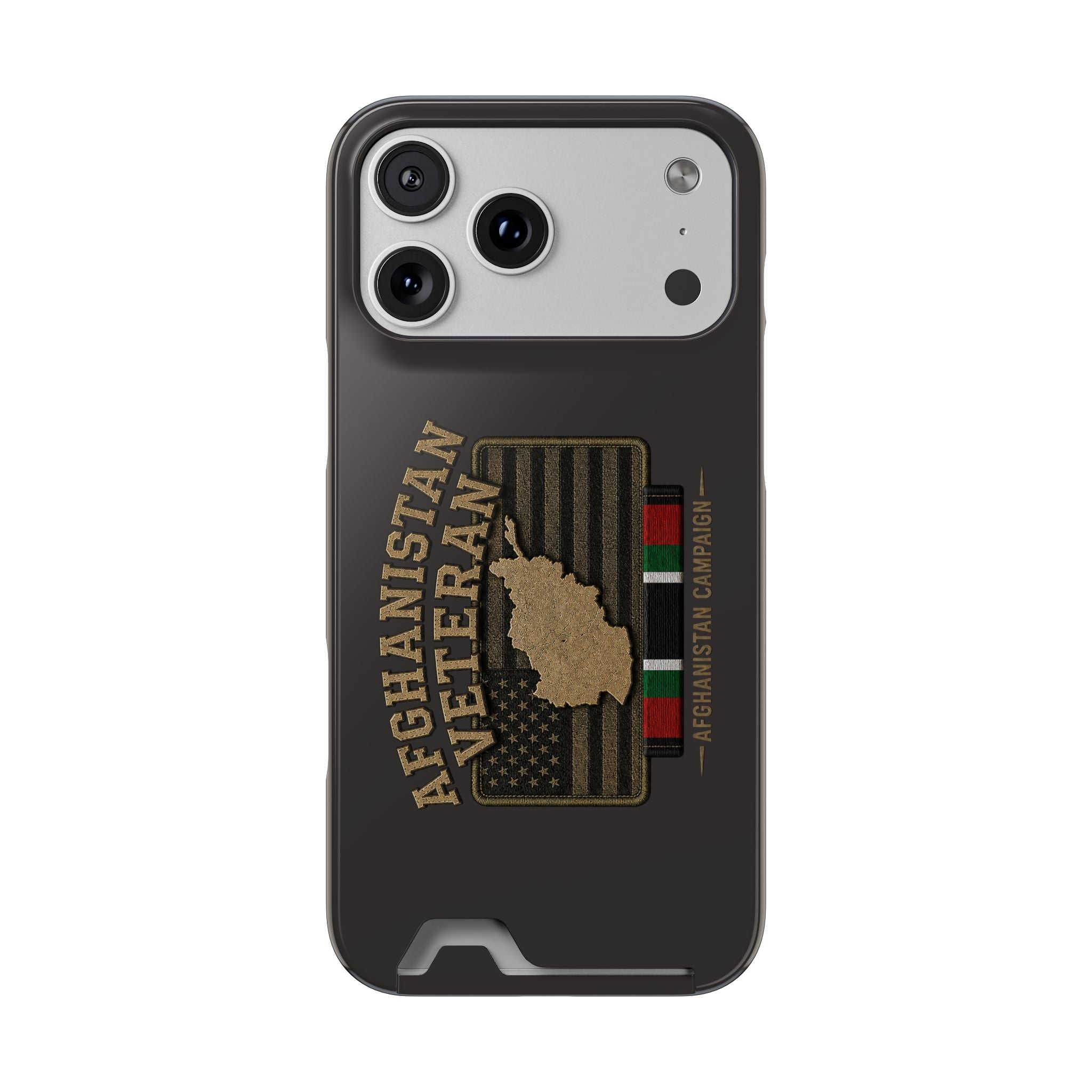 Afghanistan Veteran Phone Case with Card Holder — Military Tribute Wallet Case - iPhone 17 Pro Max (Glossy) | Ironsight Syndicate