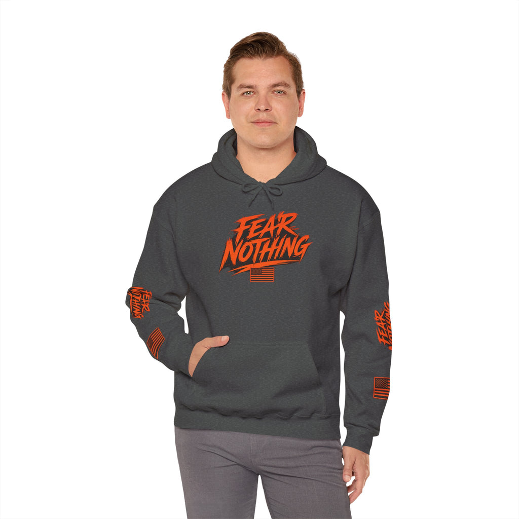 Fear Nothing Hoodie (Orange) | Premium Military-Inspired Patriotic Hoodie | Ironsight Syndicate