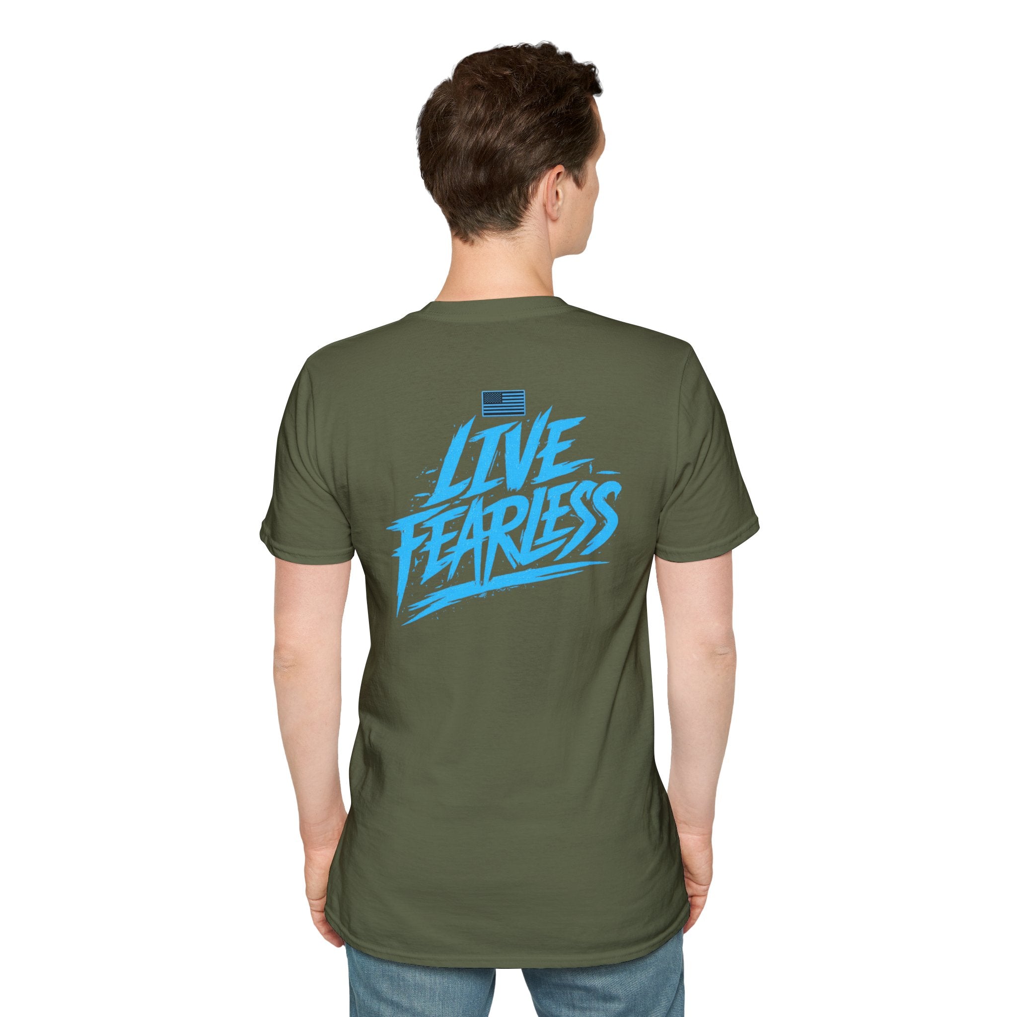 Live Fearless (Blue) Military-Inspired Graphic T-Shirt