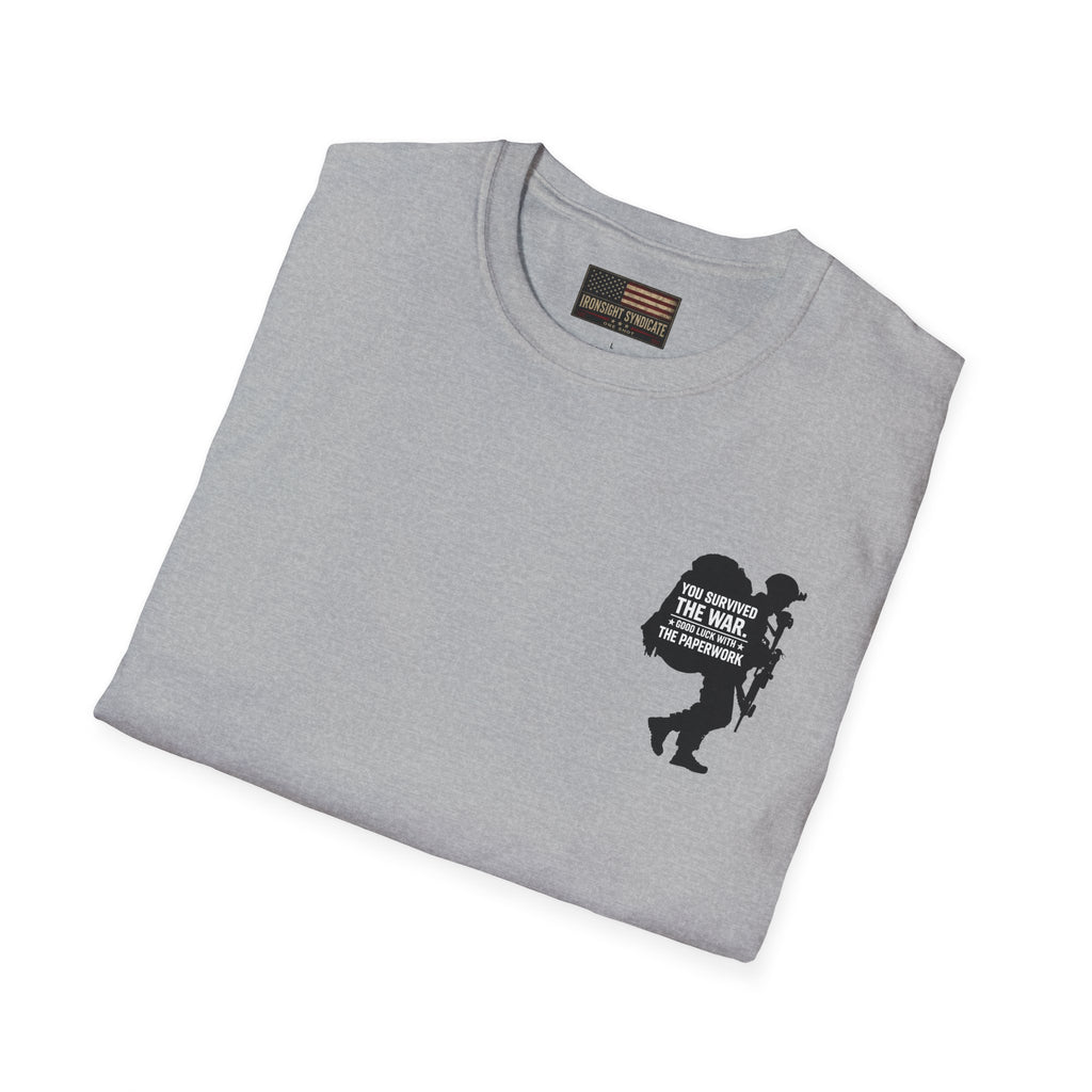 VA Knee Injury Claim Is Denied T-Shirt (Black Graphic) | Ironsight Syndicate