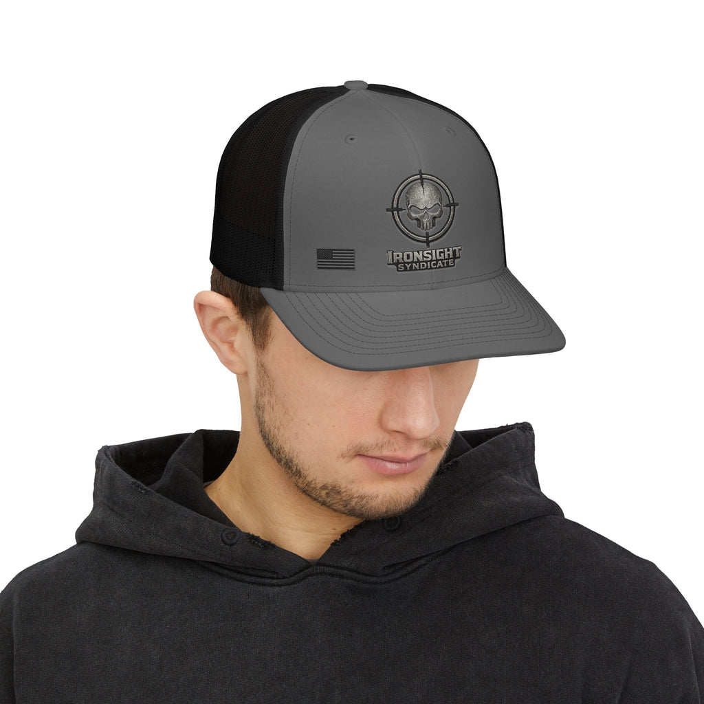 Ironsight Syndicate Tactical Skull Trucker Cap | Ironsight Syndicate