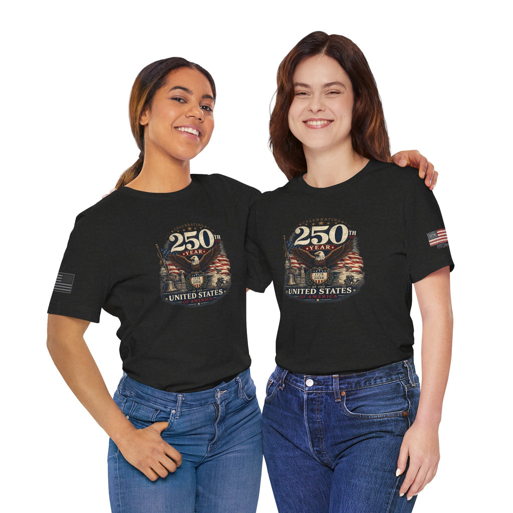 America 250th Anniversary T-Shirt | Patriotic Eagle & American Flag Shirt | 1776-2026 United States Tee front and back