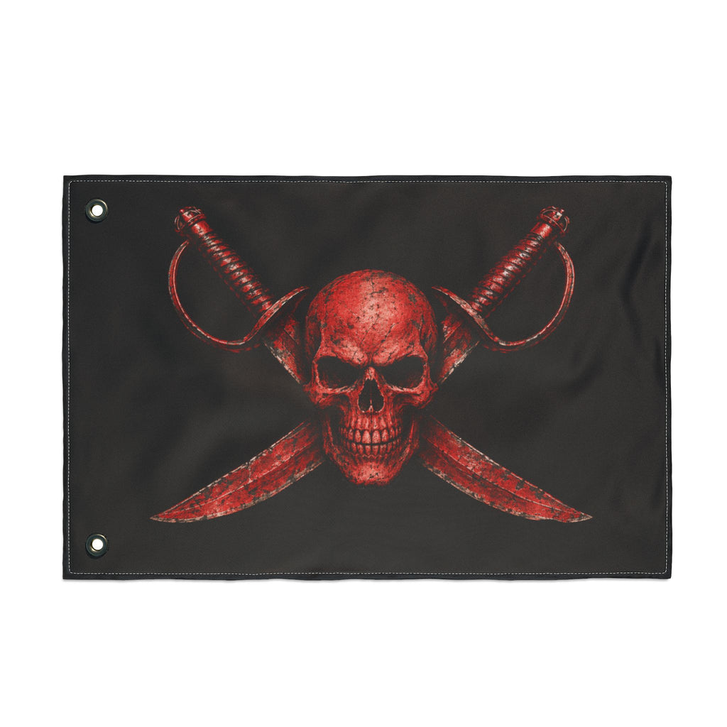 Blood Red Jolly Rogers- Double-Sided Pirate Emblem Banner