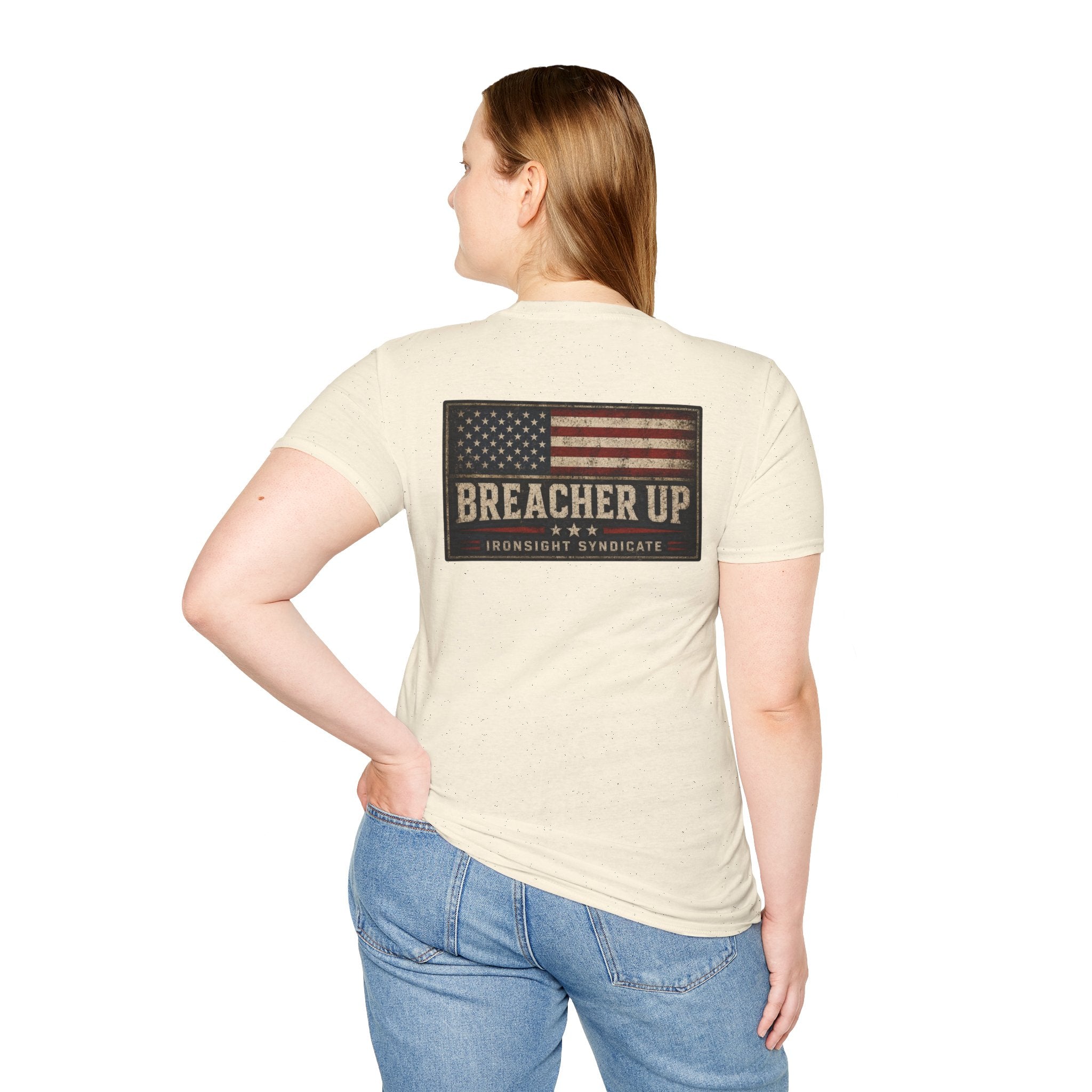 Breacher Up Red While and  Blue T-Shirt, Adult (13 and up), unisex | Patriotic Military Graphic Tee for Veterans & Patriots, Adult (13 and up), unisex