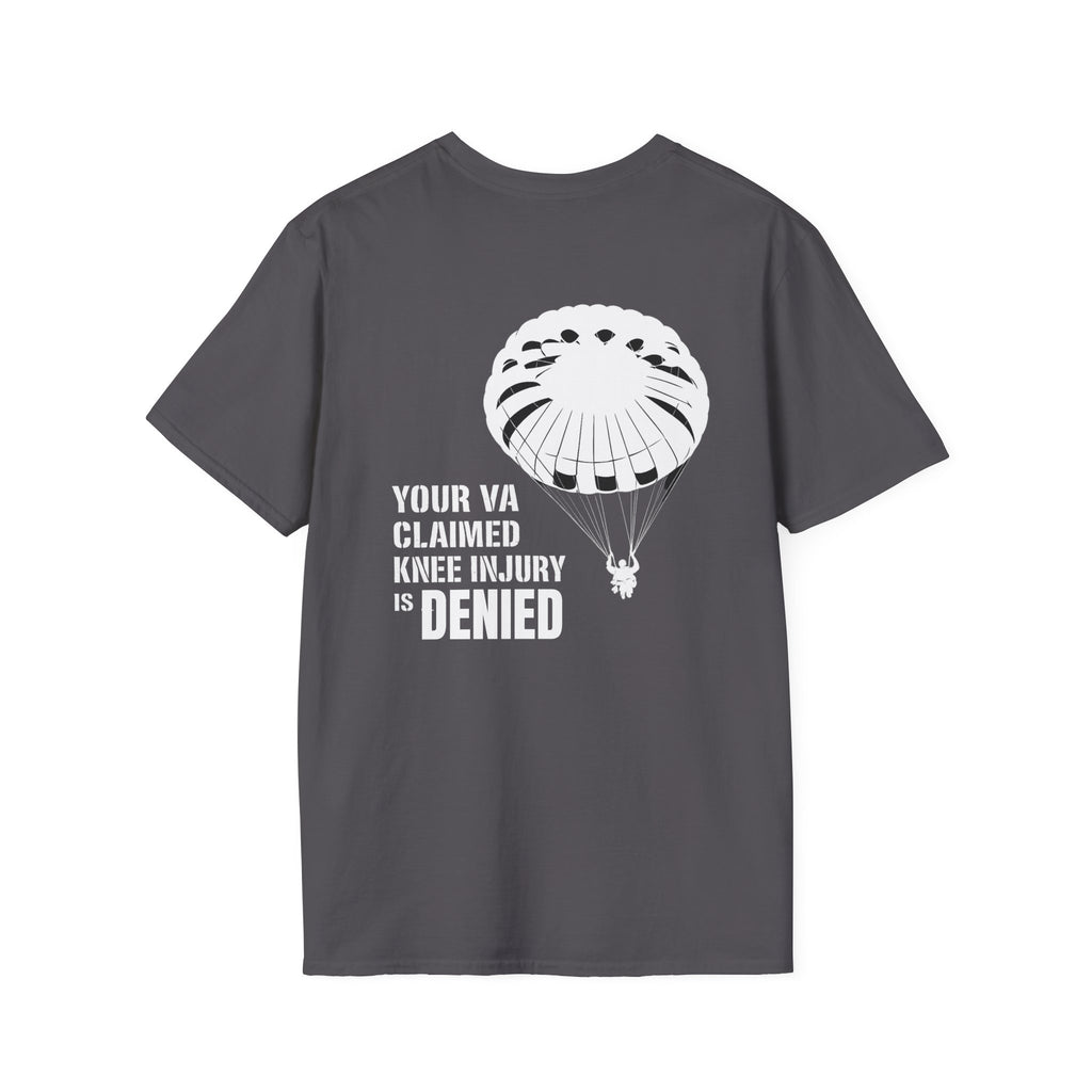 VA Knee Injury Is Denied T-Shirt (White Graphic) | Ironsight Syndicate