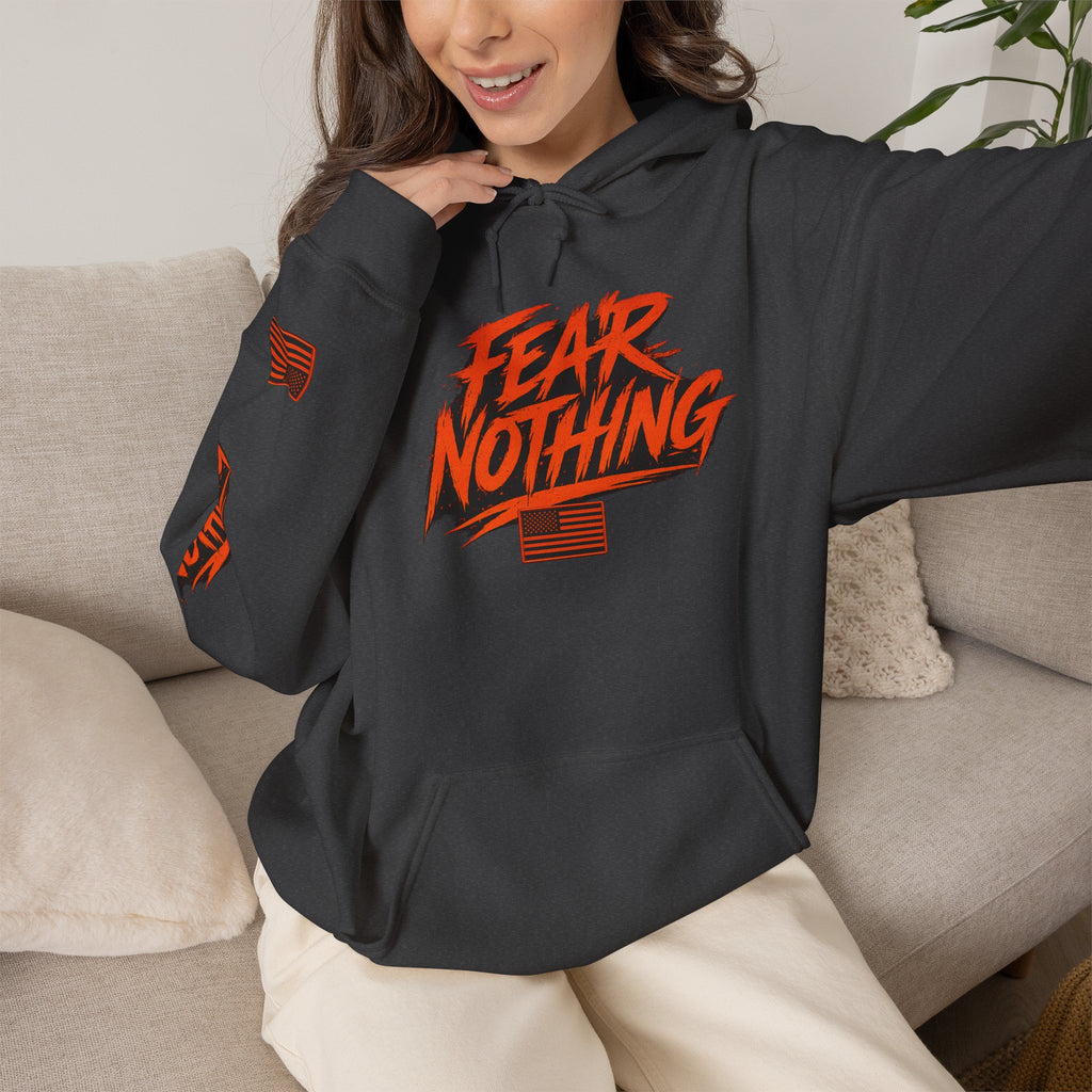 Fear Nothing Hoodie (Orange) | Premium Military-Inspired Patriotic Hoodie | Ironsight Syndicate