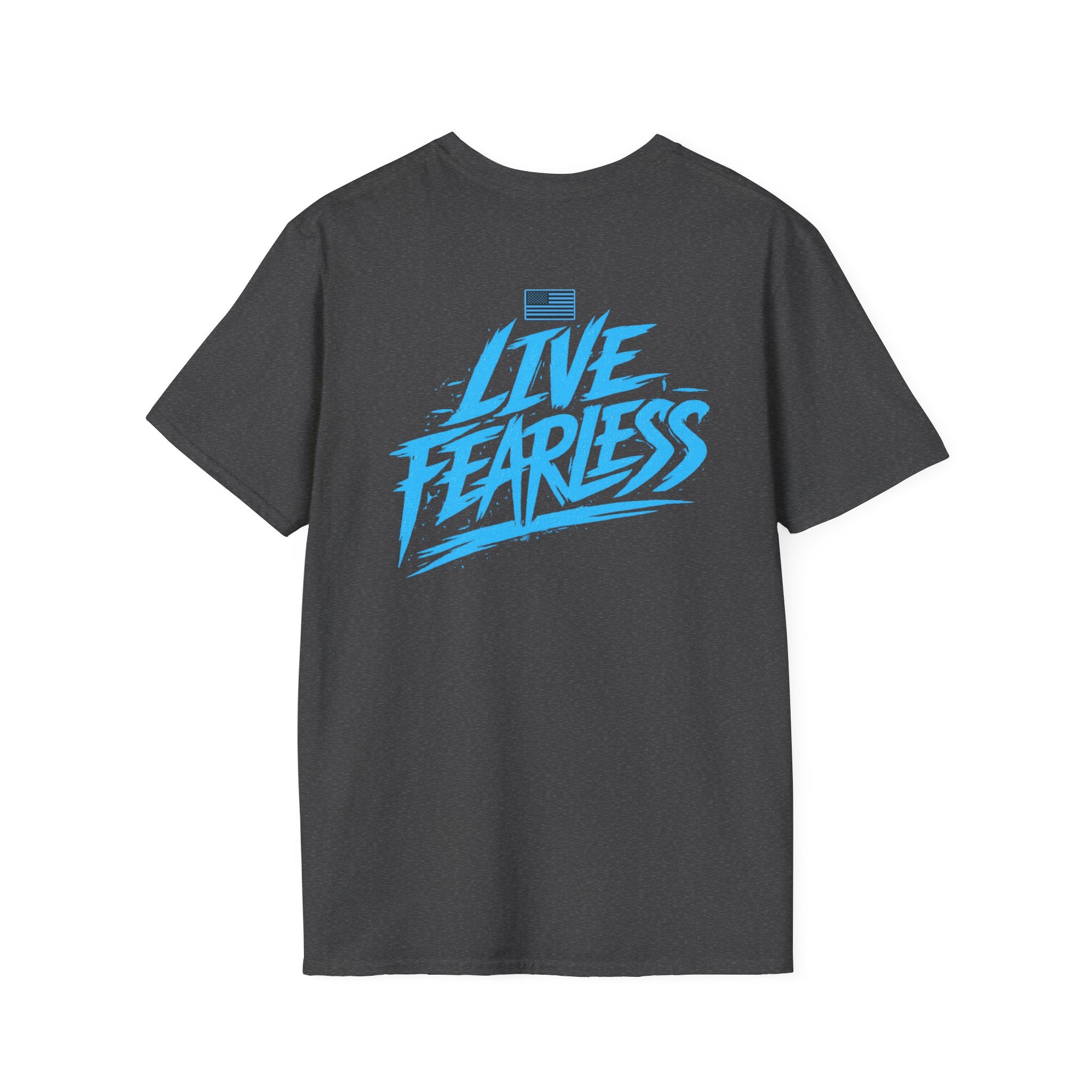 Live Fearless (Blue) Military-Inspired Graphic T-Shirt - Dark Heather / XS | Ironsight Syndicate