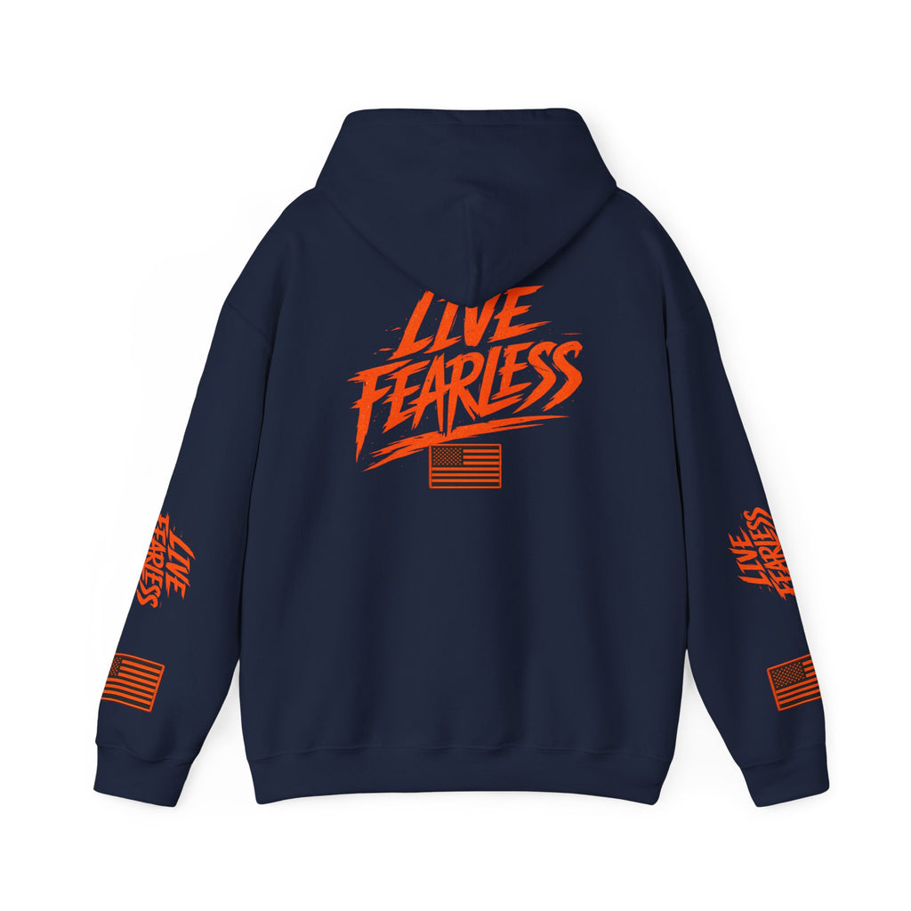 Live Fearless Hoodie (Orange)| Premium Heavy Weight-Military-Inspired Patriotic Hoodie | Ironsight Syndicate