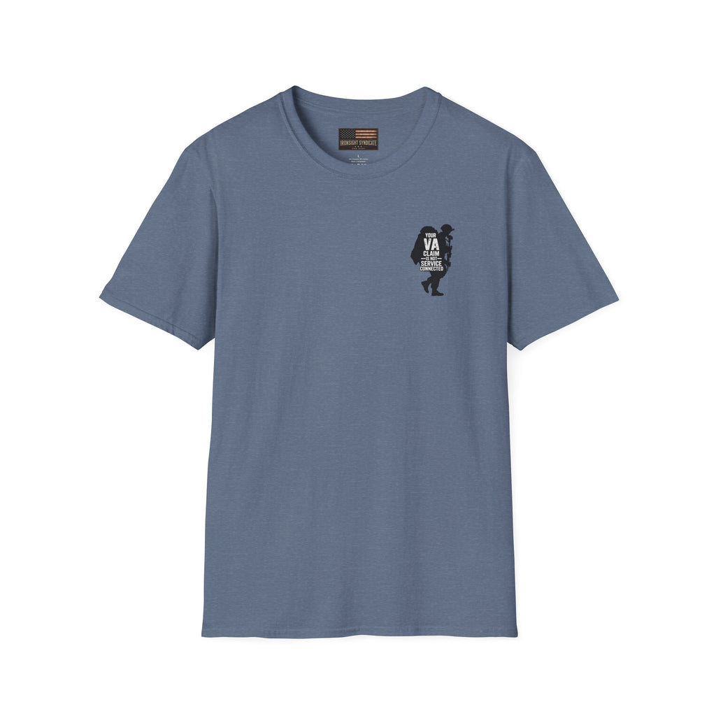 VA Tinnitus Claim is Not Service Connected T-Shirt - Heather Indigo | Ironsight Syndicate