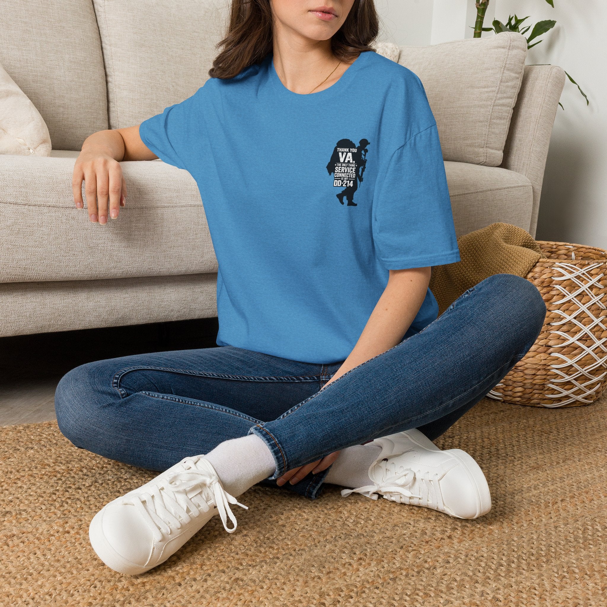DD-214 Service Connected T-Shirt - Heather Sapphire