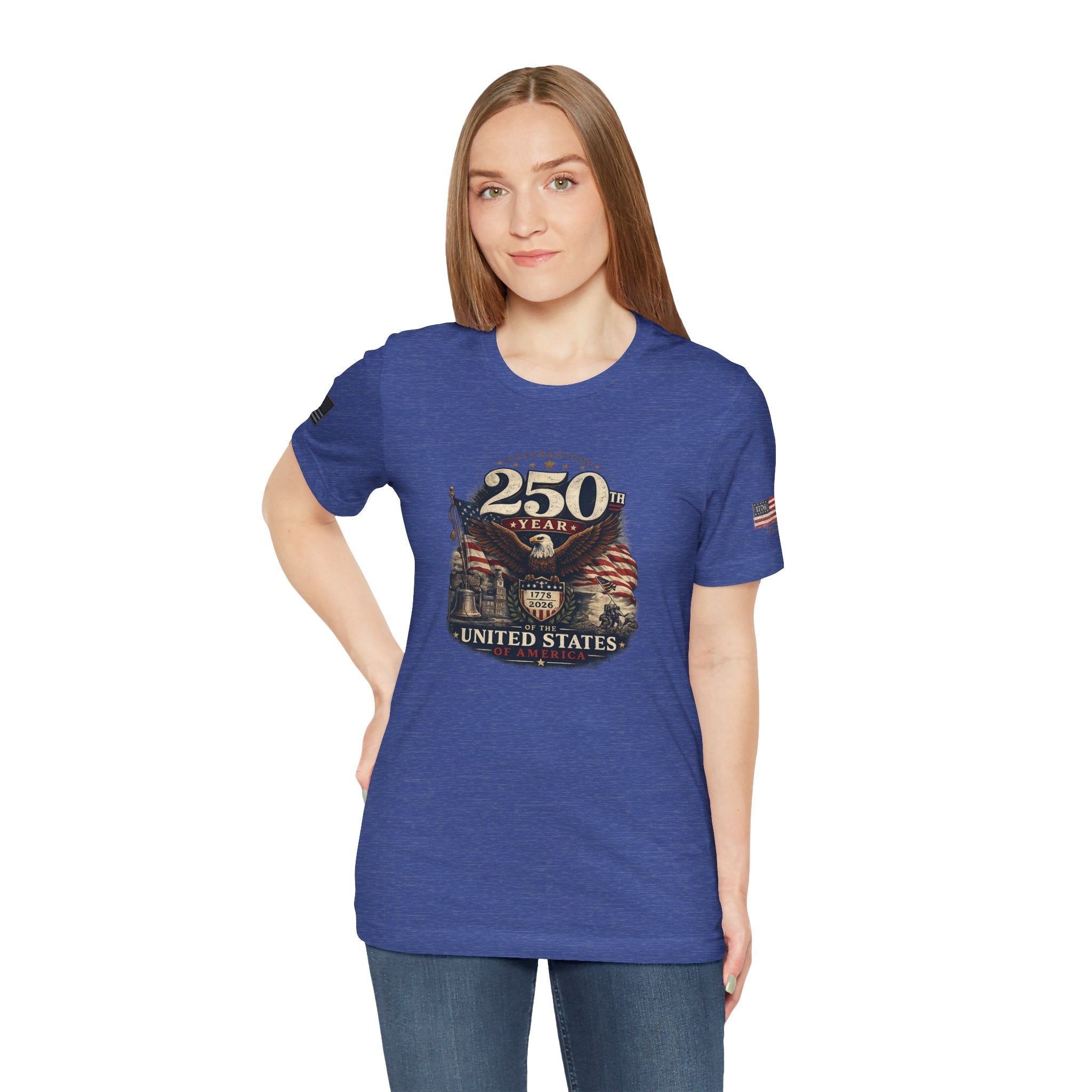 America 250th Anniversary T-Shirt | Patriotic Eagle & American Flag Shirt | 1776-2026 United States Tee front and back