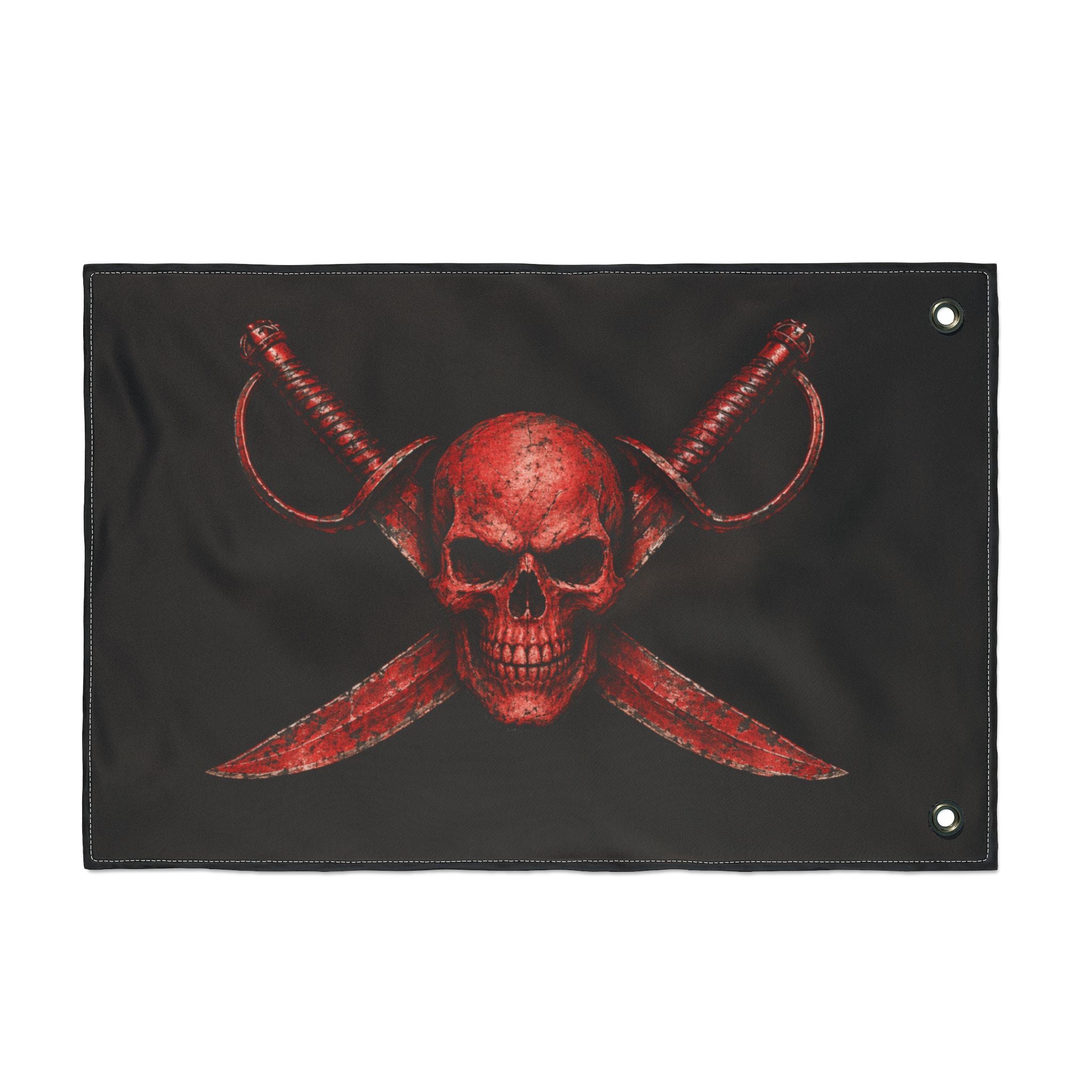 Blood Red Jolly Rogers- Double-Sided Pirate Emblem Banner