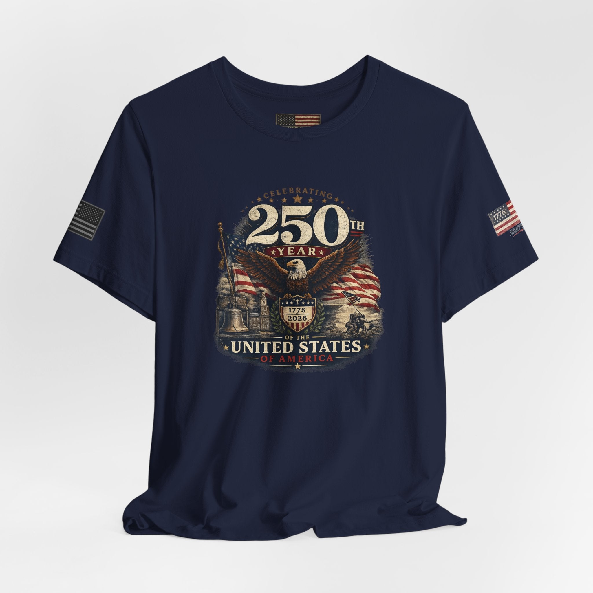 America 250th Anniversary T-Shirt | Patriotic Eagle & American Flag Shirt | 1776-2026 United States Tee front and back