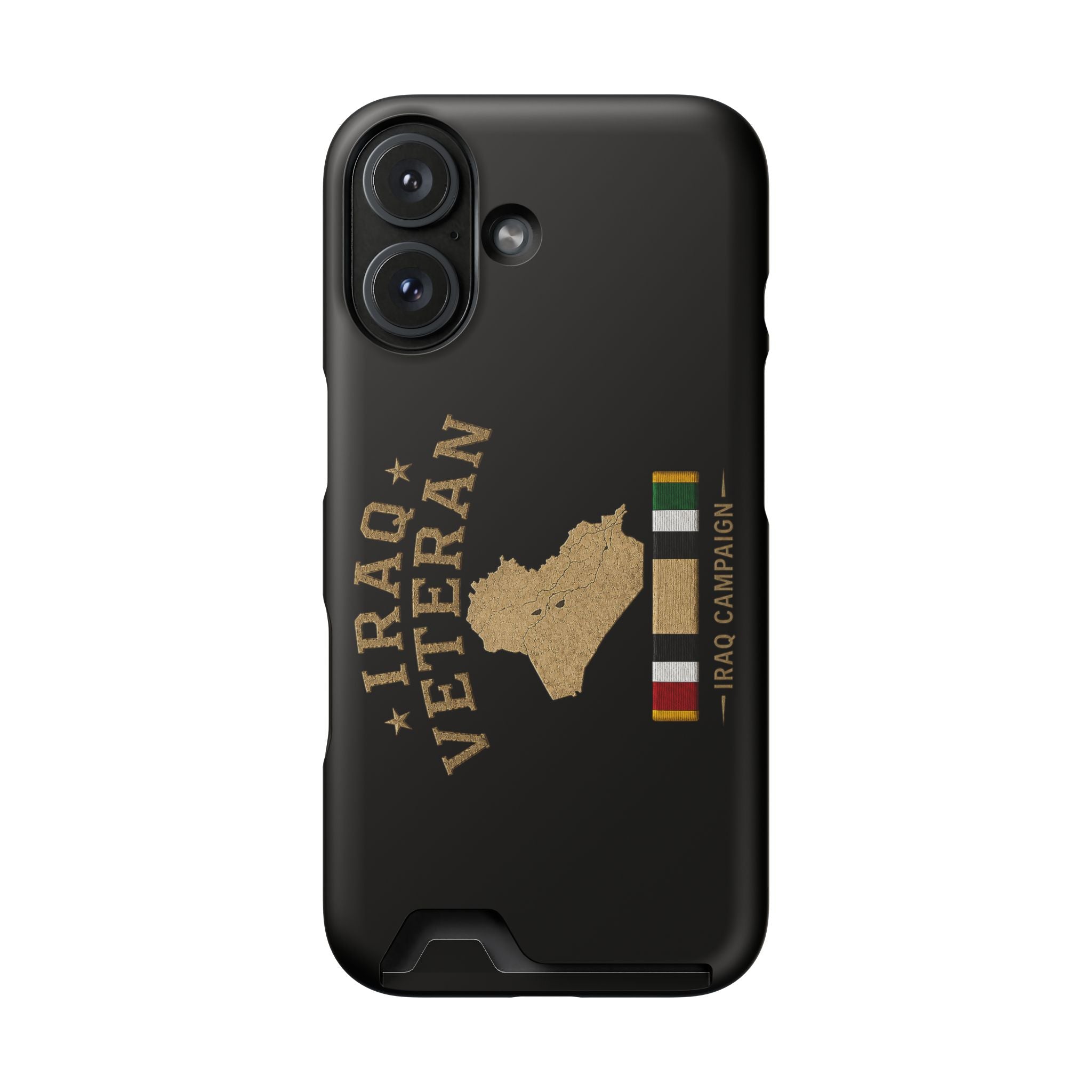 Iraq Veteran Phone Case with Card Holder — Iraq Campaign Service Ribbon - iPhone 16 (Matte) | Ironsight Syndicate