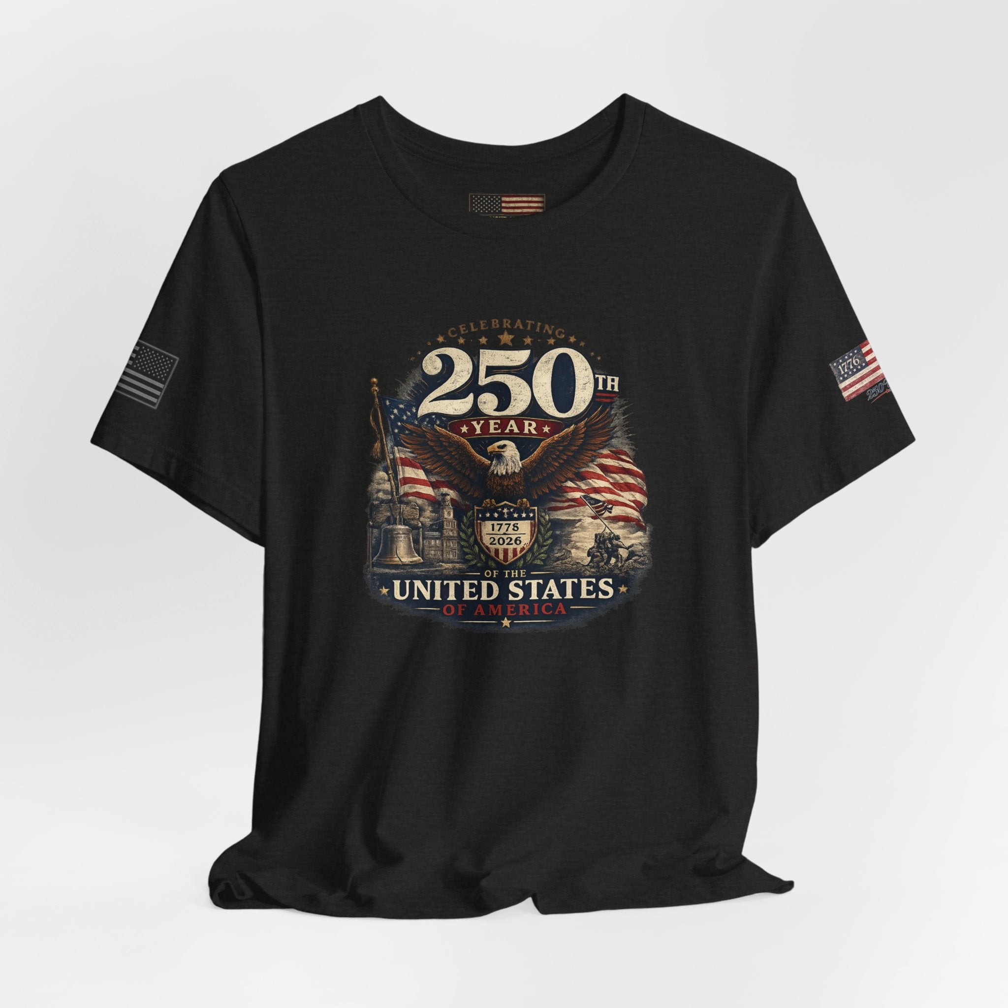 America 250th Anniversary T-Shirt | Patriotic Eagle & American Flag Shirt | 1776-2026 United States Tee front and back