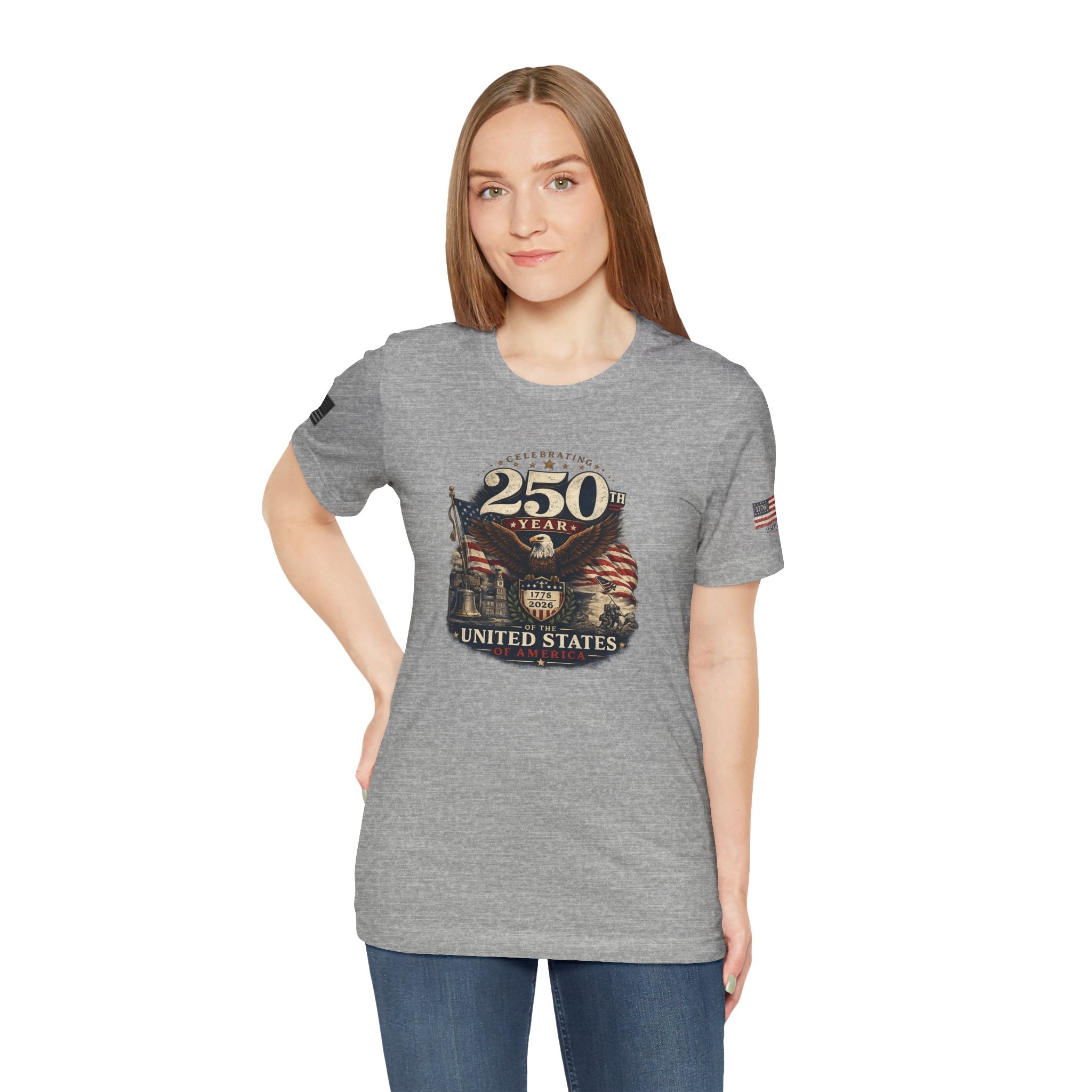 America 250th Anniversary T-Shirt | Patriotic Eagle & American Flag Shirt | 1776-2026 United States Tee front and back