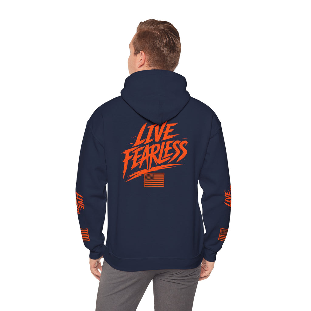 Live Fearless Hoodie (Orange)| Premium Heavy Weight-Military-Inspired Patriotic Hoodie | Ironsight Syndicate