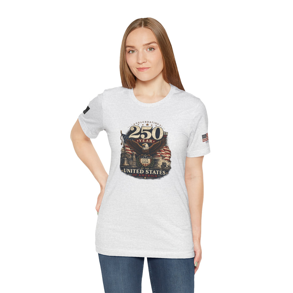 America 250th Anniversary T-Shirt | Patriotic Eagle & American Flag Shirt | 1776-2026 United States Tee front and back