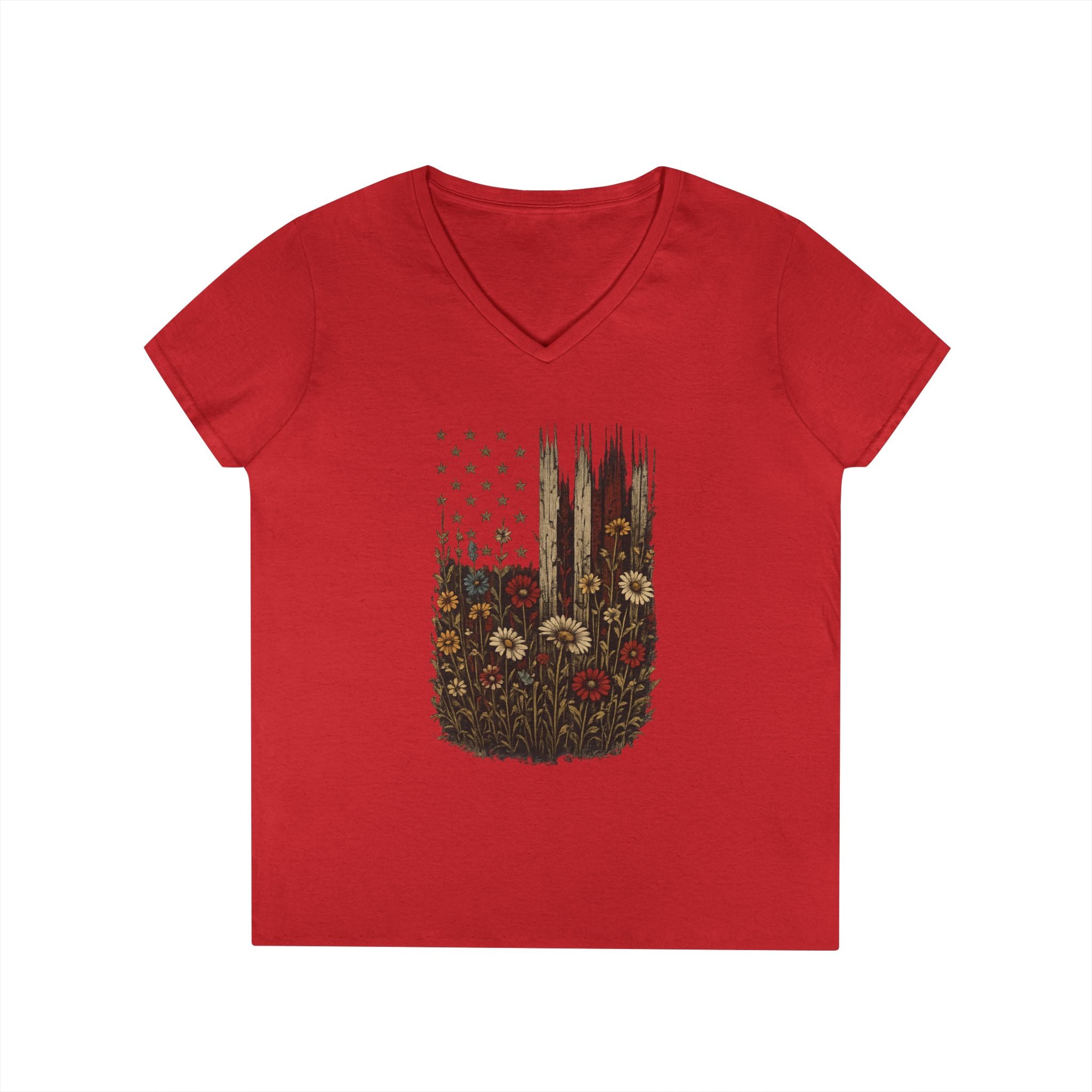 Wrapped in Old Glory - Ladies' V-Neck T-Shirt - Red | Ironsight Syndicate