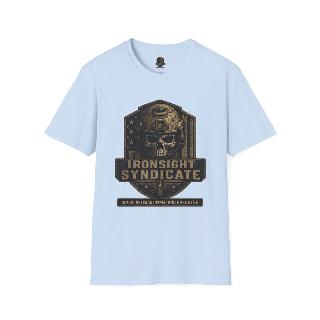 Ironsight Syndicate Tactical Skull T-Shirt | Patriotic Military Graphic Tee for Veterans & Patriots, Adult (13 and up), unisex