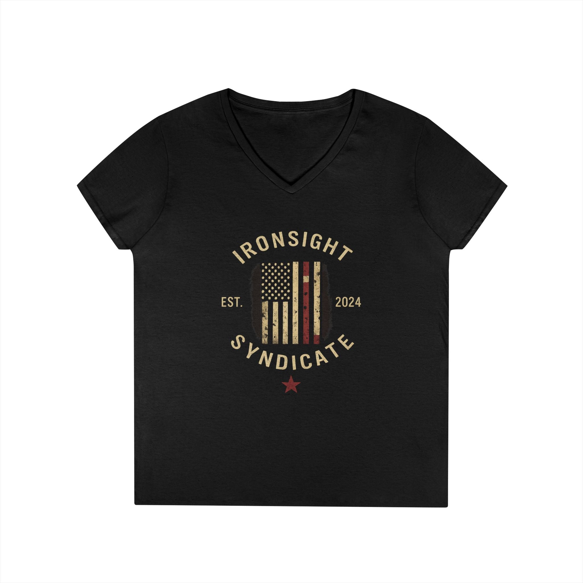 Homefront Strong Ladies' V-Neck T-Shirt — Patriotic Flag Graphic Tee