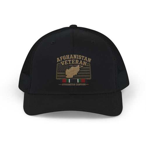 Afghanistan Campaign Veteran Trucker Cap - Black / Black | Ironsight Syndicate