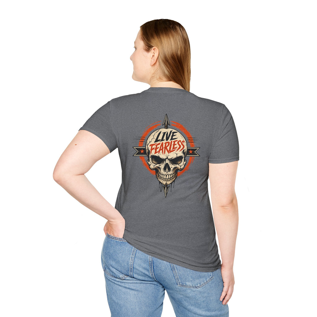 Live Fearless Skull Military T-Shirt (Front and Back) | Ironsight Syndicate