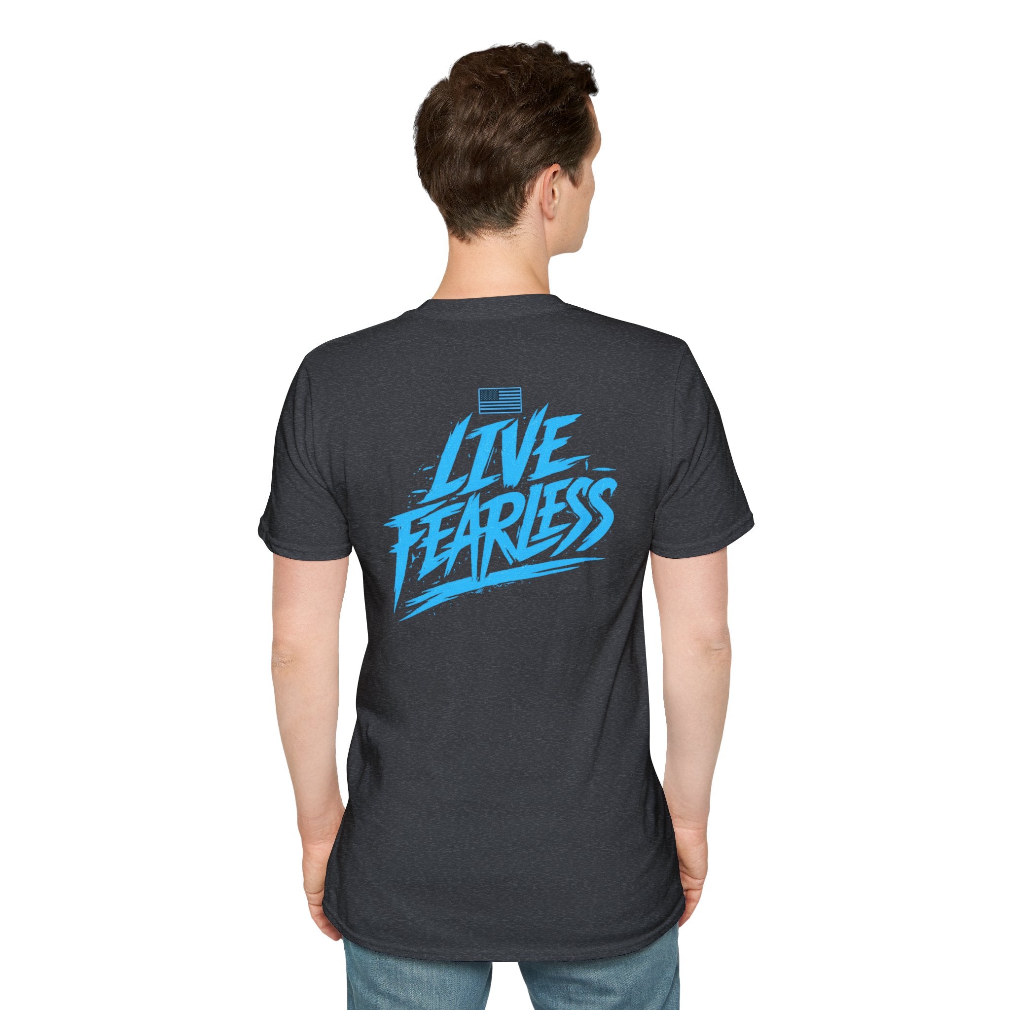 Live Fearless (Blue) Military-Inspired Graphic T-Shirt