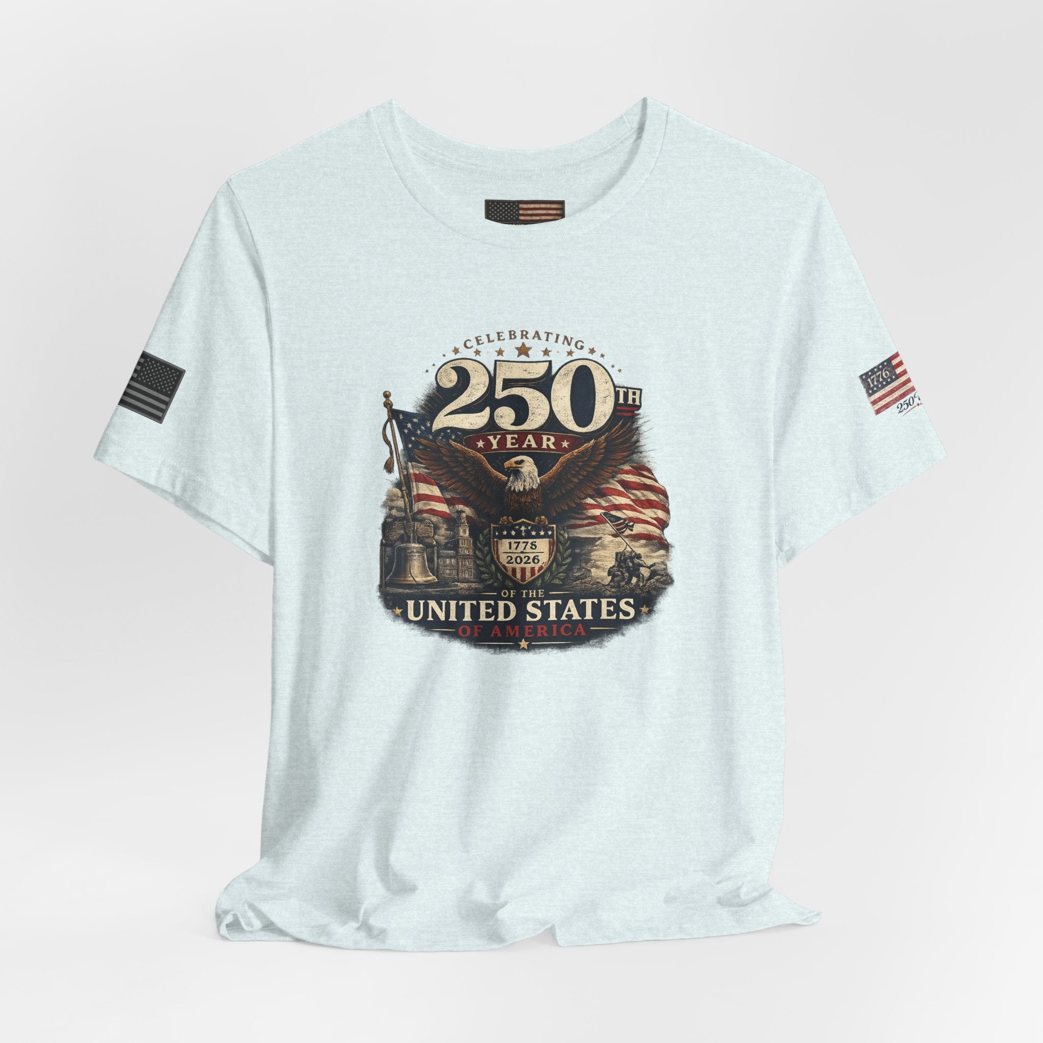 America 250th Anniversary T-Shirt | Patriotic Eagle & American Flag Shirt | 1776-2026 United States Tee front and back